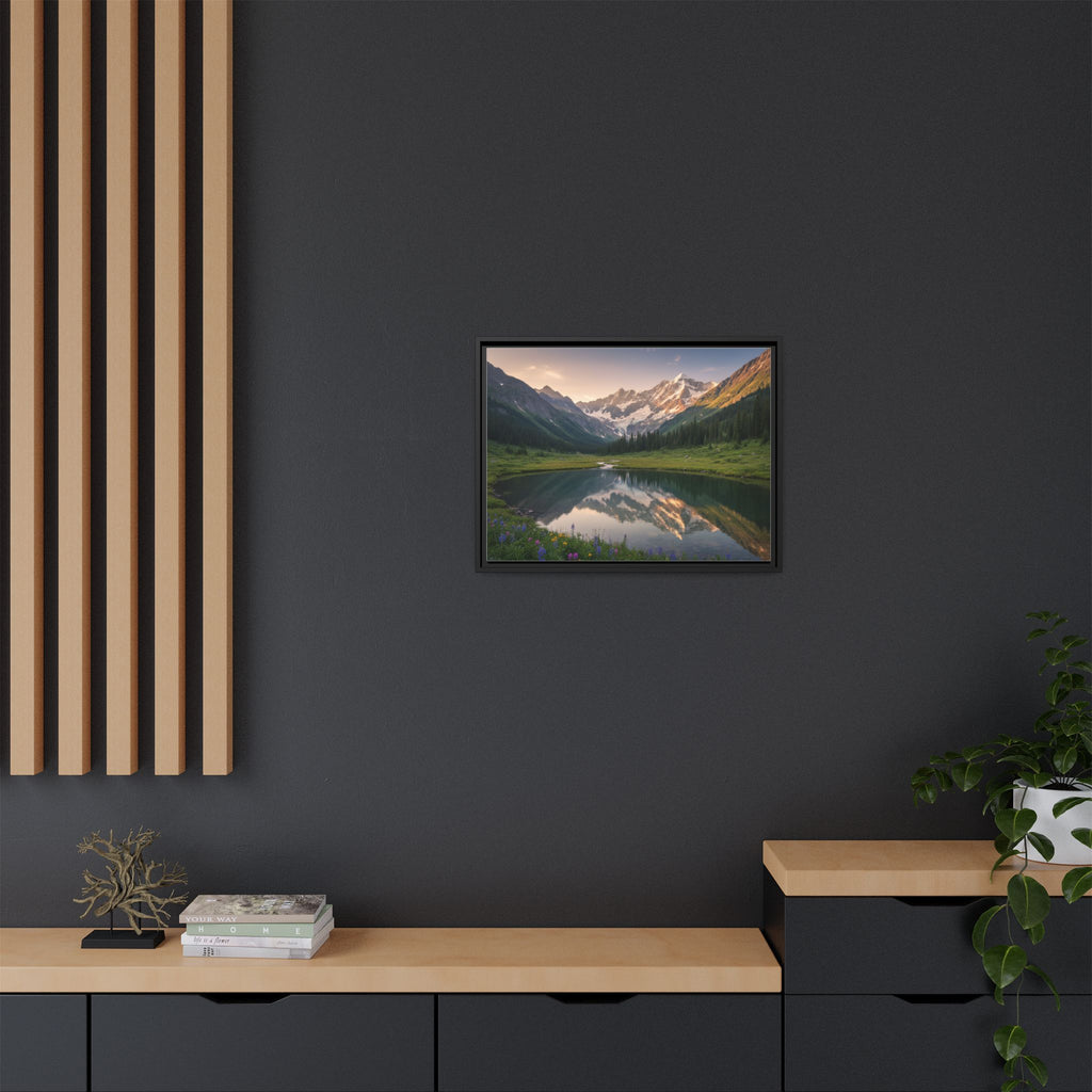 Matte Framed Canvas - Mountain Lake Landscape Wall Art