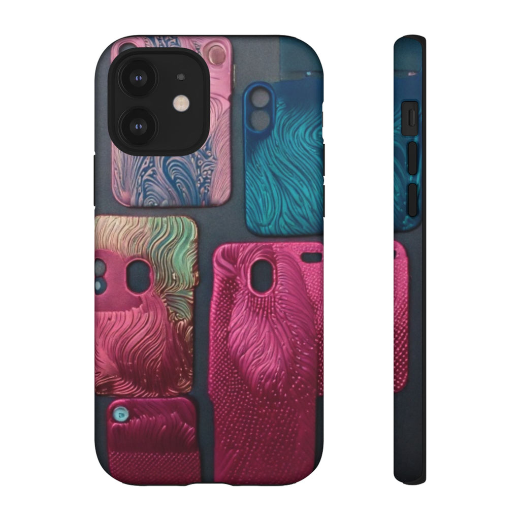 Tough Case - Colorful Textured Phone Case (Protective, Artistic Swirl Design)