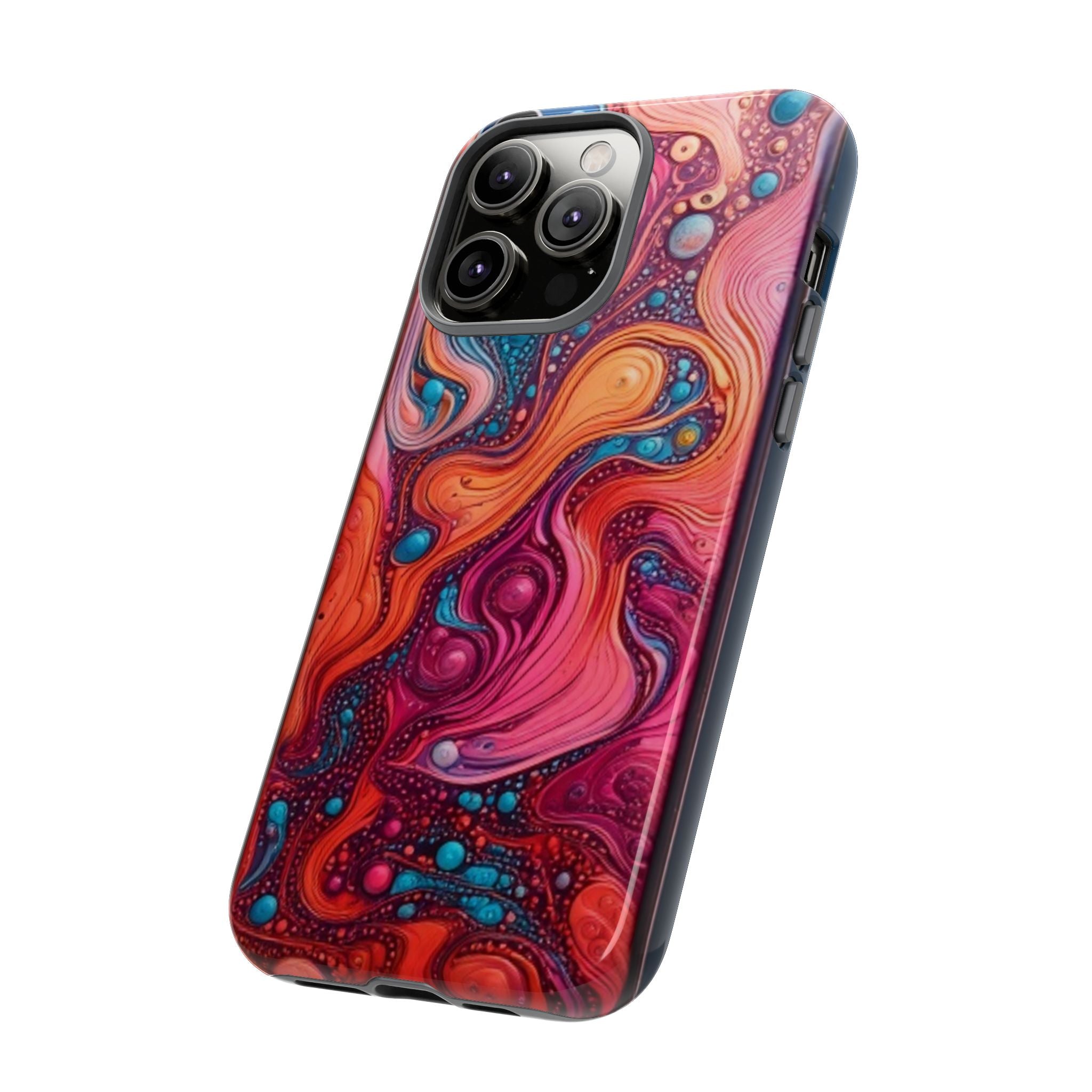 Abstract Swirl Tough Phone Case — Colorful Liquid Art Protective Cover