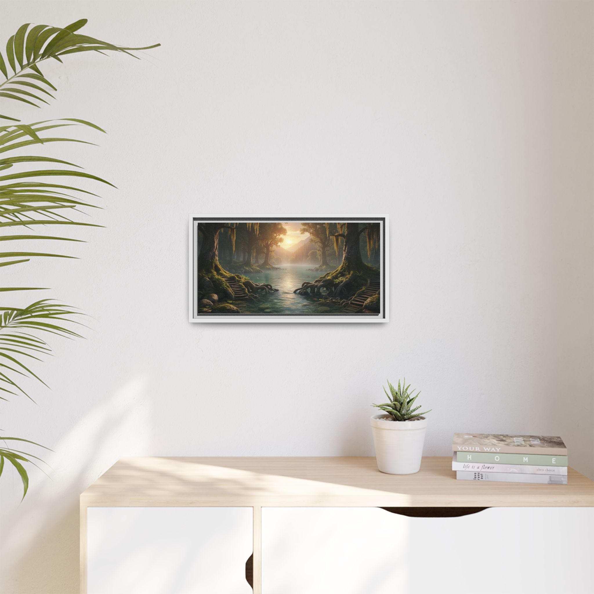 Framed Matte Canvas Art - Step In To The Water