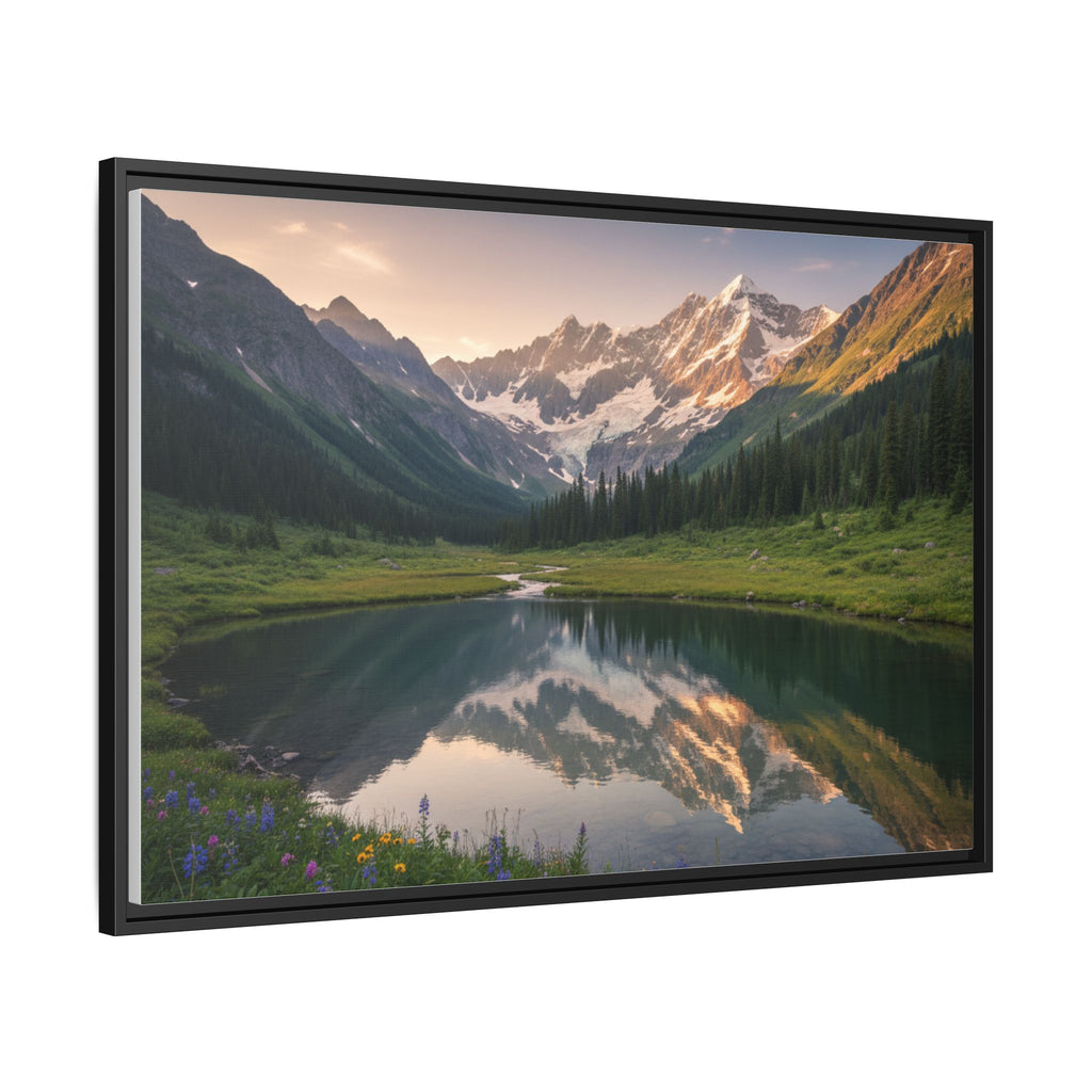 Matte Framed Canvas - Mountain Lake Landscape Wall Art