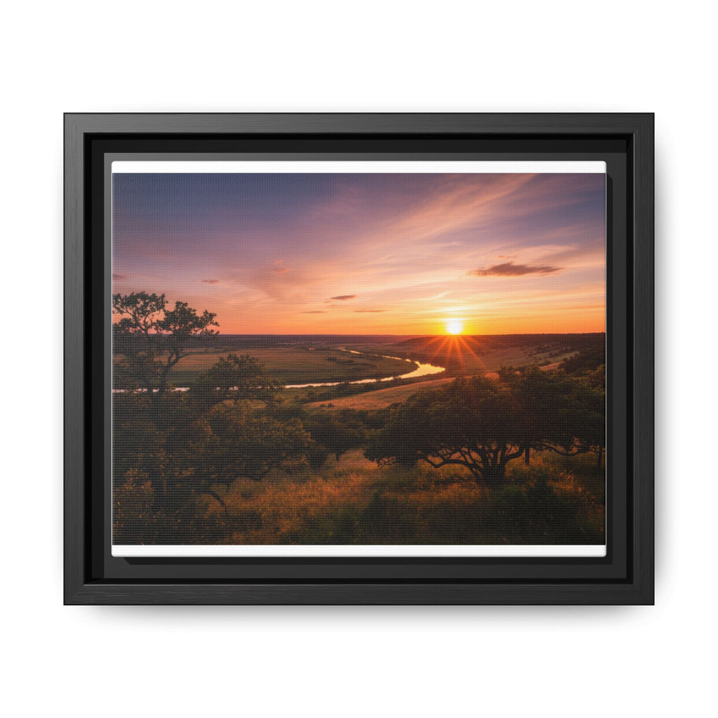 Sunset River Matte Canvas Framed Wall Art