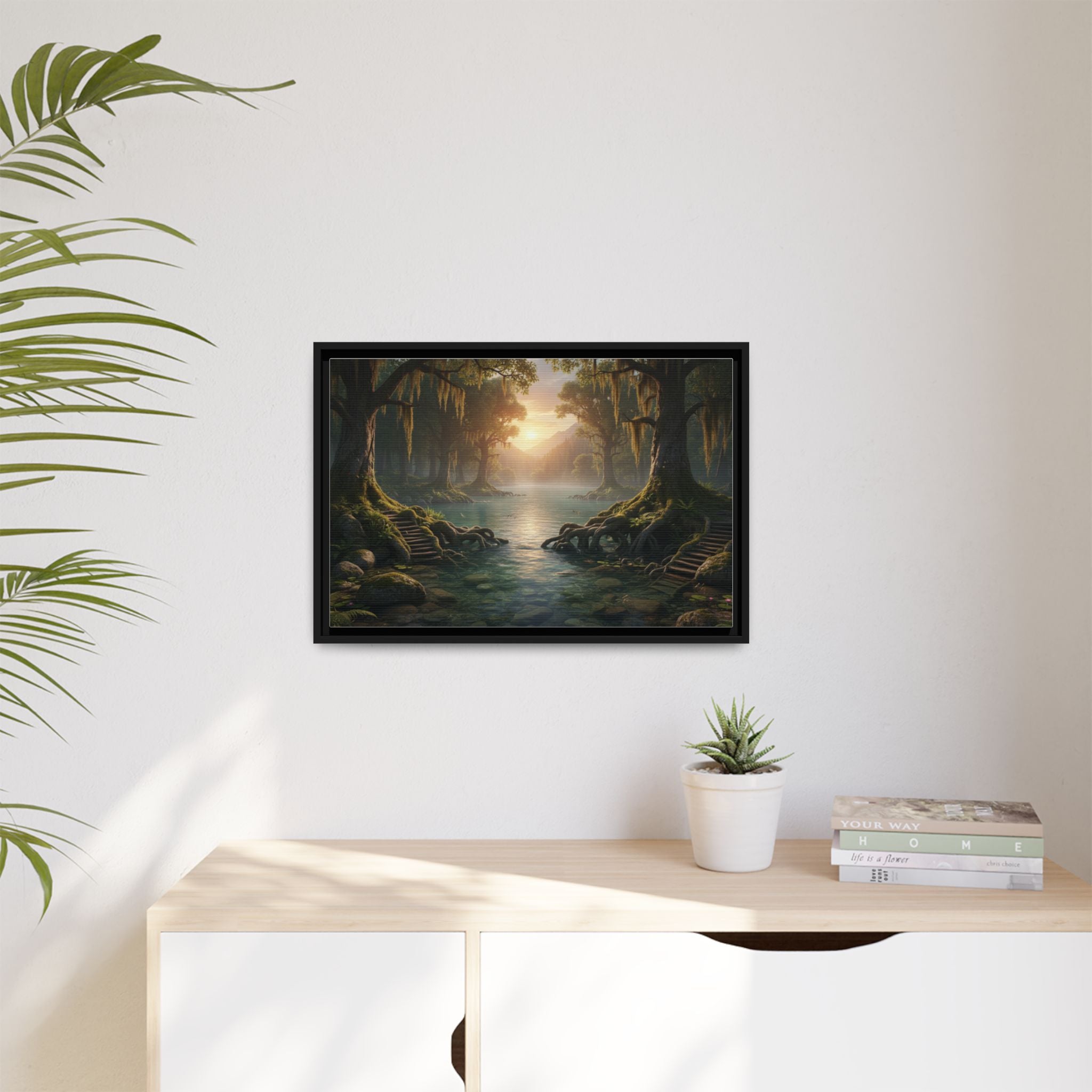 Framed Matte Canvas Art - Step In To The Water