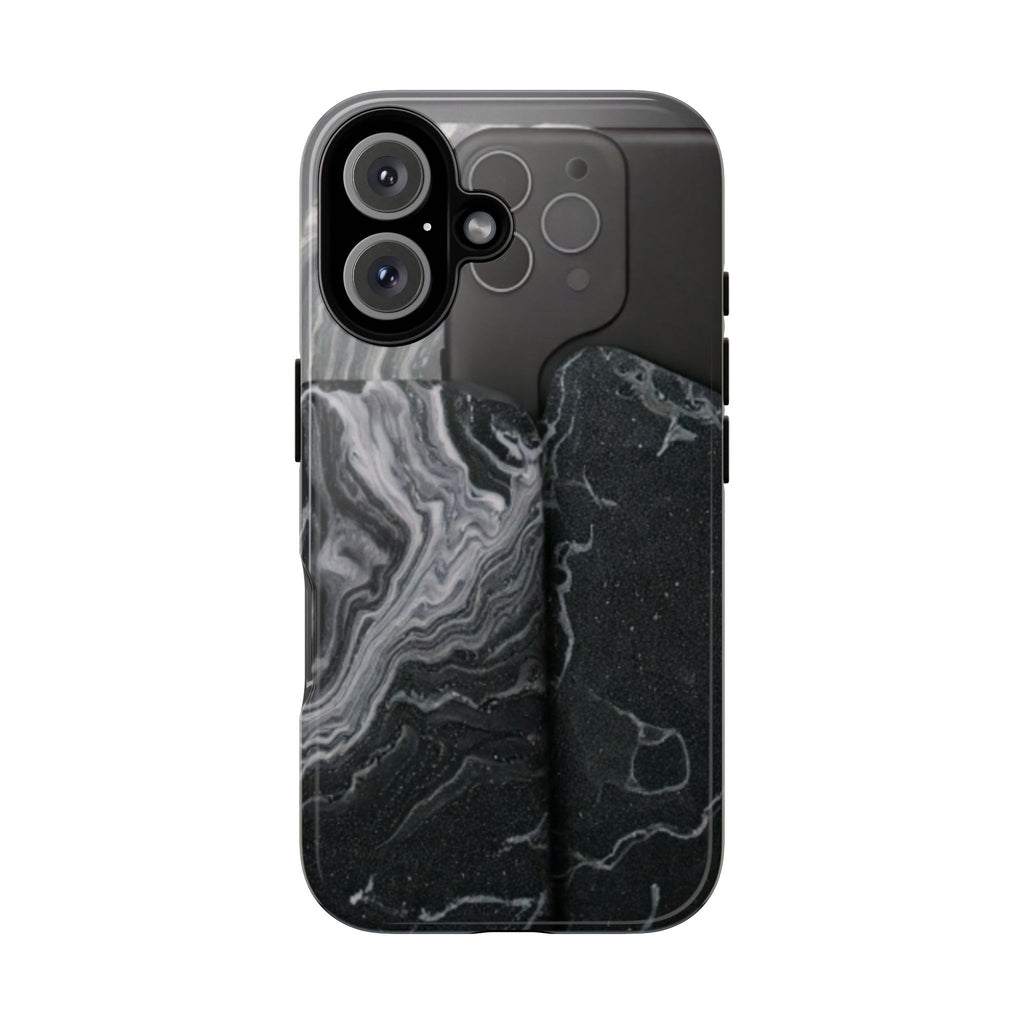 Black Marble Tough Phone Case — Protective iPhone Cover with Marble Texture