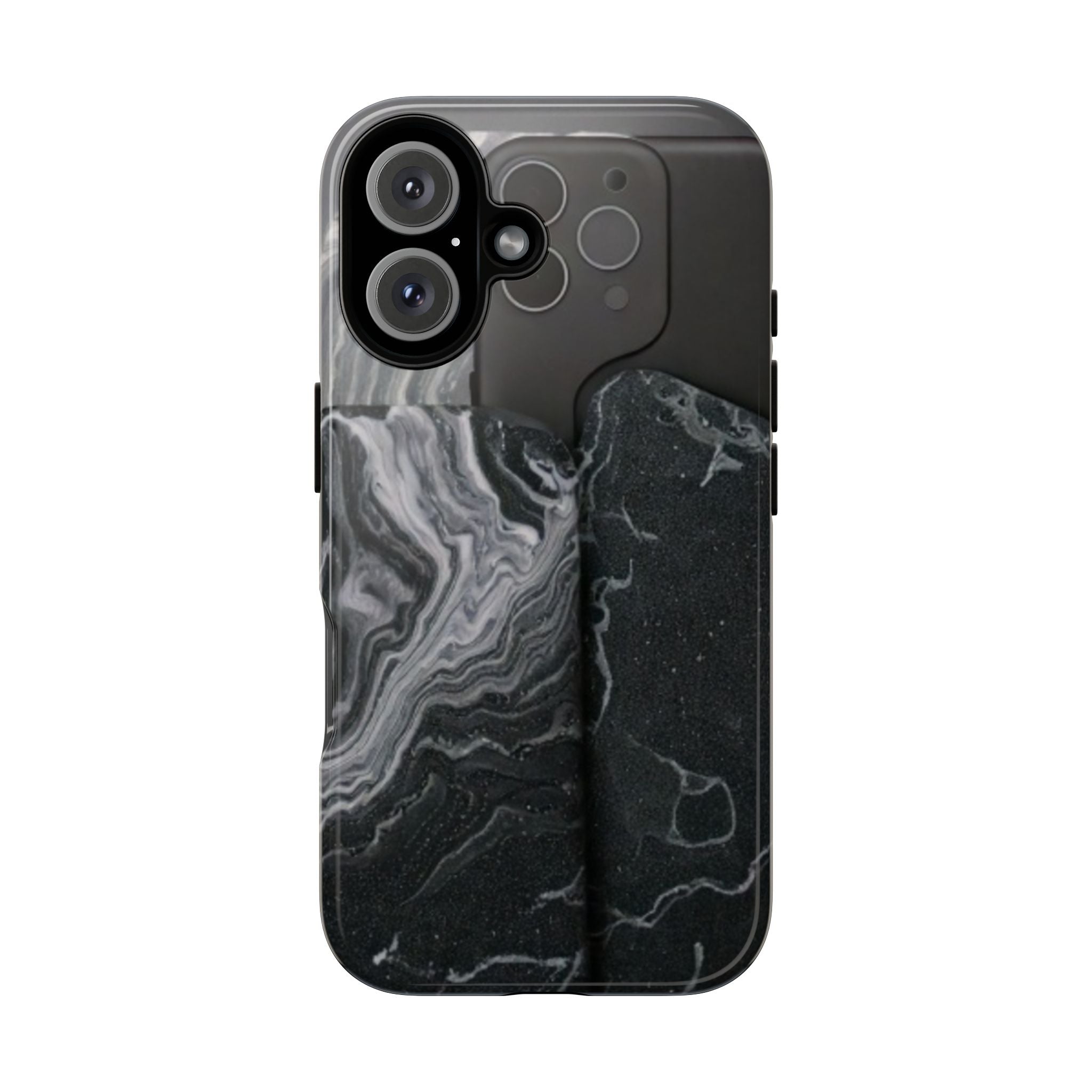 Black Marble Tough Phone Case — Protective iPhone Cover with Marble Texture