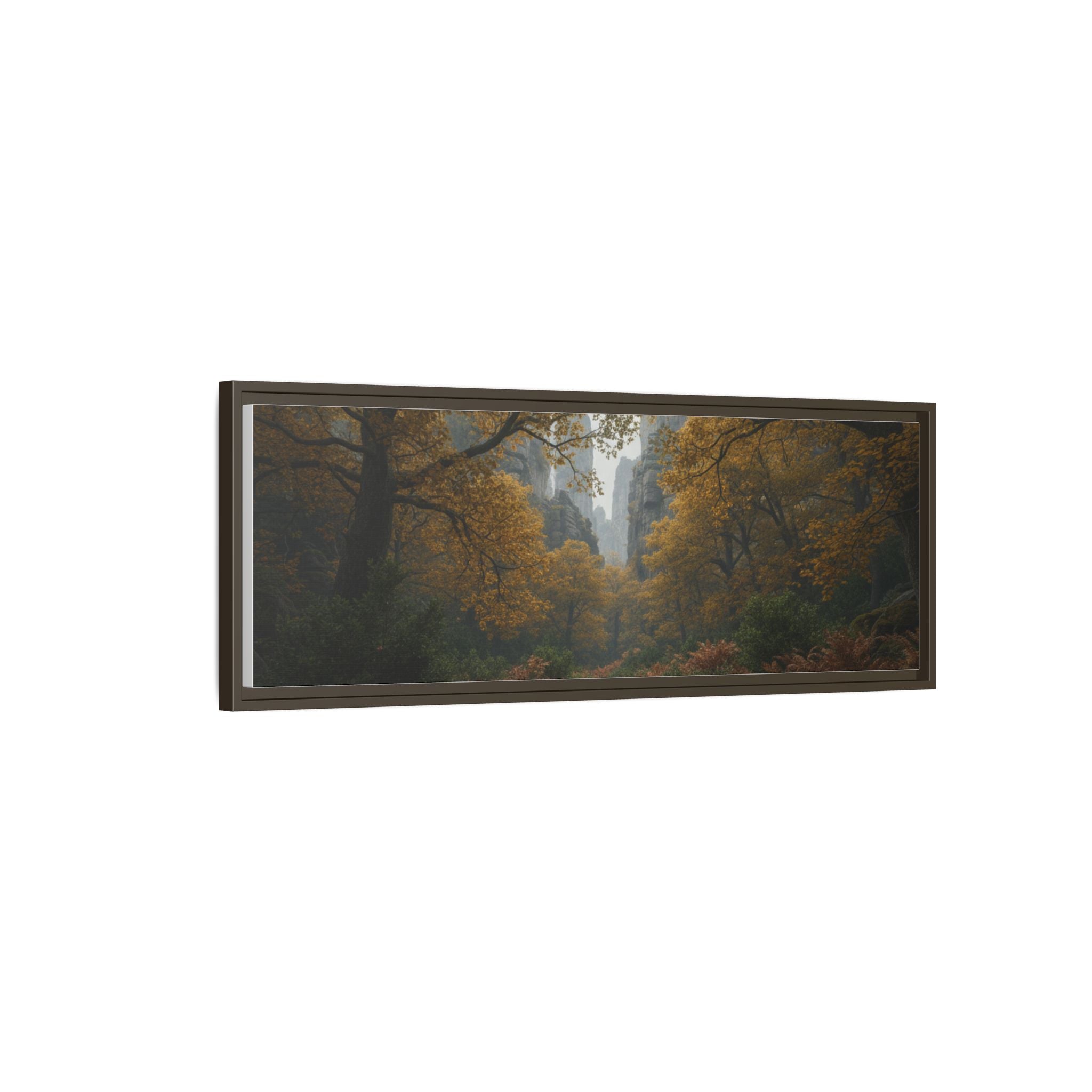 Autumn Forest Path Matte Canvas Print — Framed Wall Art