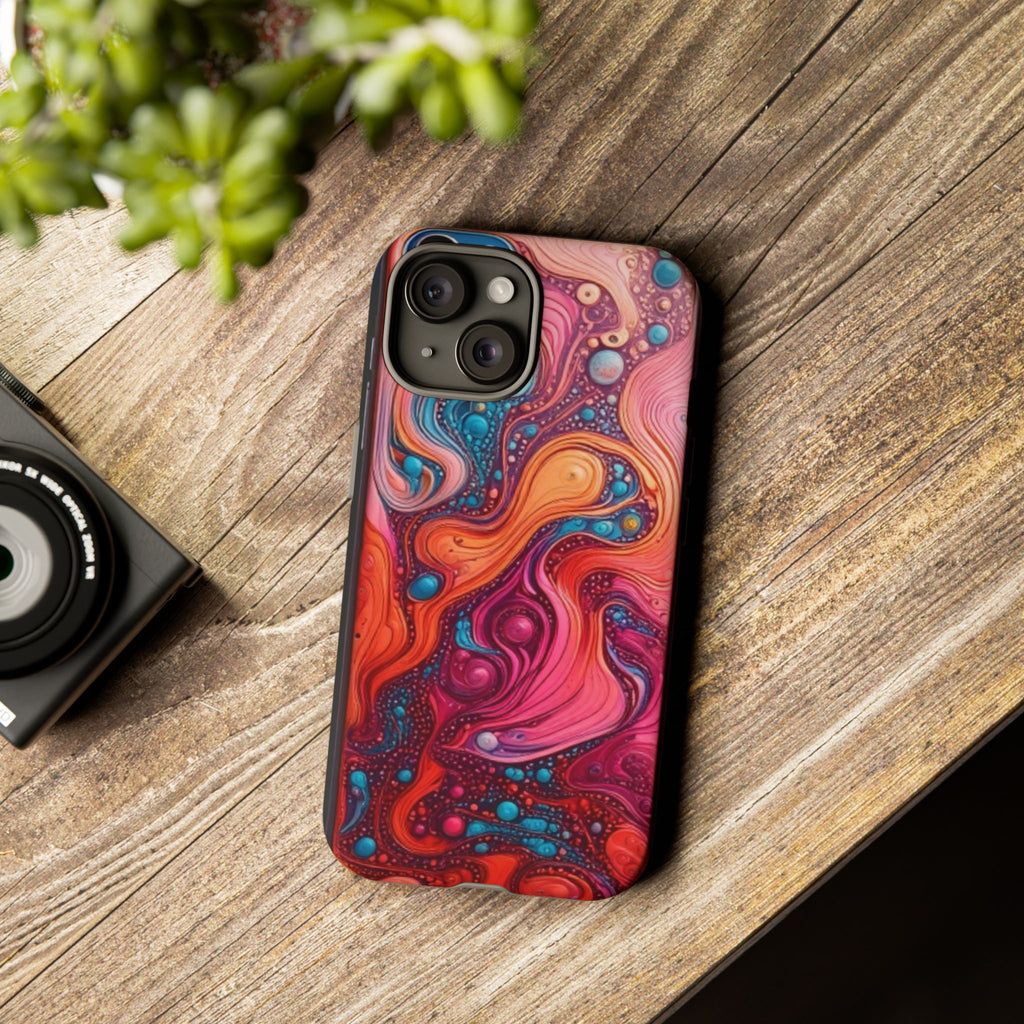 Abstract Swirl Tough Phone Case — Colorful Liquid Art Protective Cover