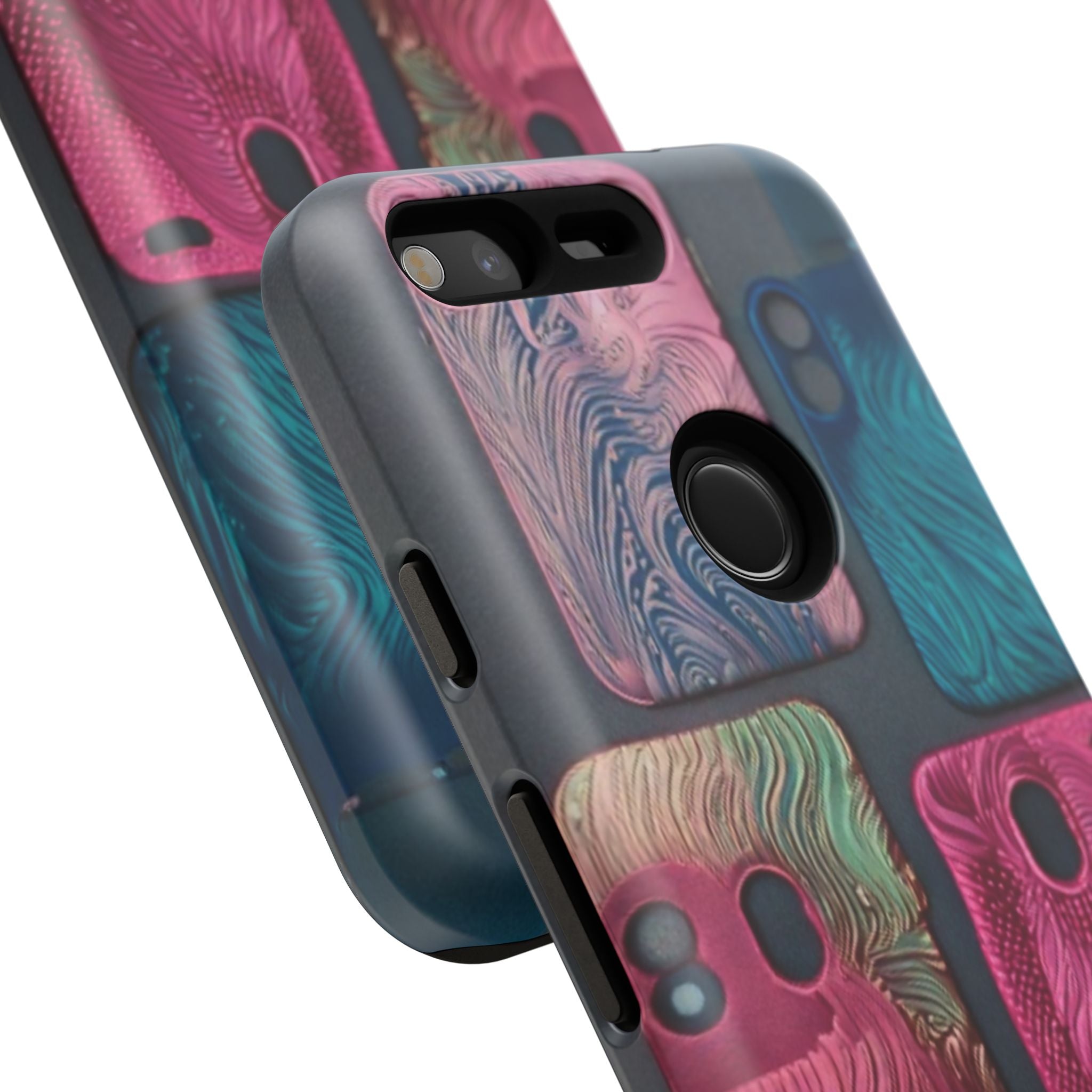 Tough Case - Colorful Textured Phone Case (Protective, Artistic Swirl Design)