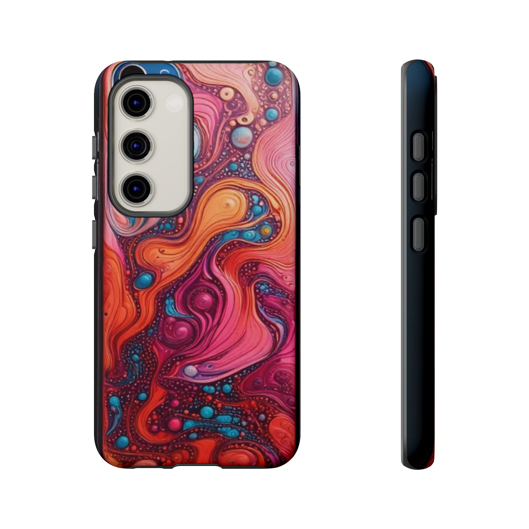 Abstract Swirl Tough Phone Case — Colorful Liquid Art Protective Cover