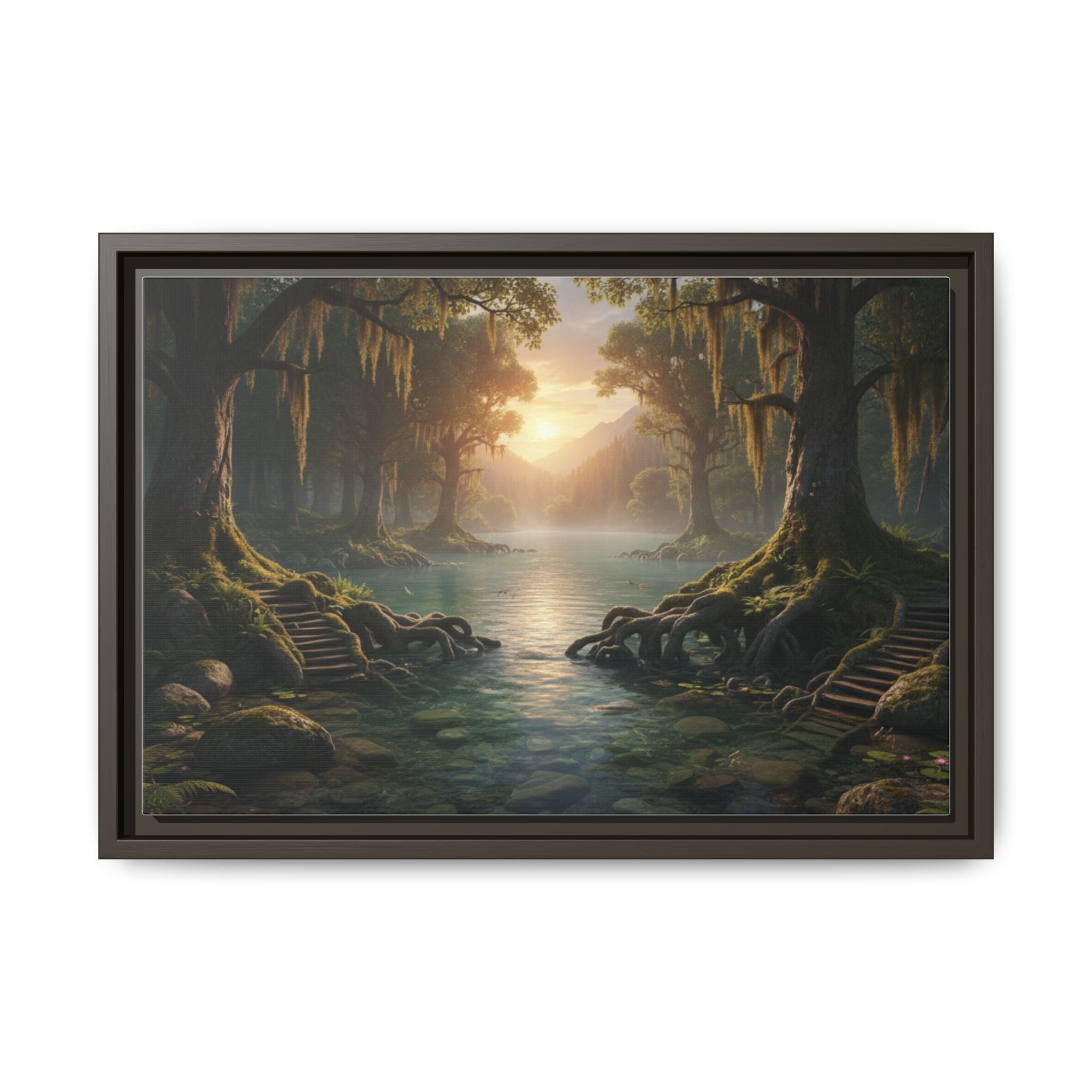 Framed Matte Canvas Art - Step In To The Water