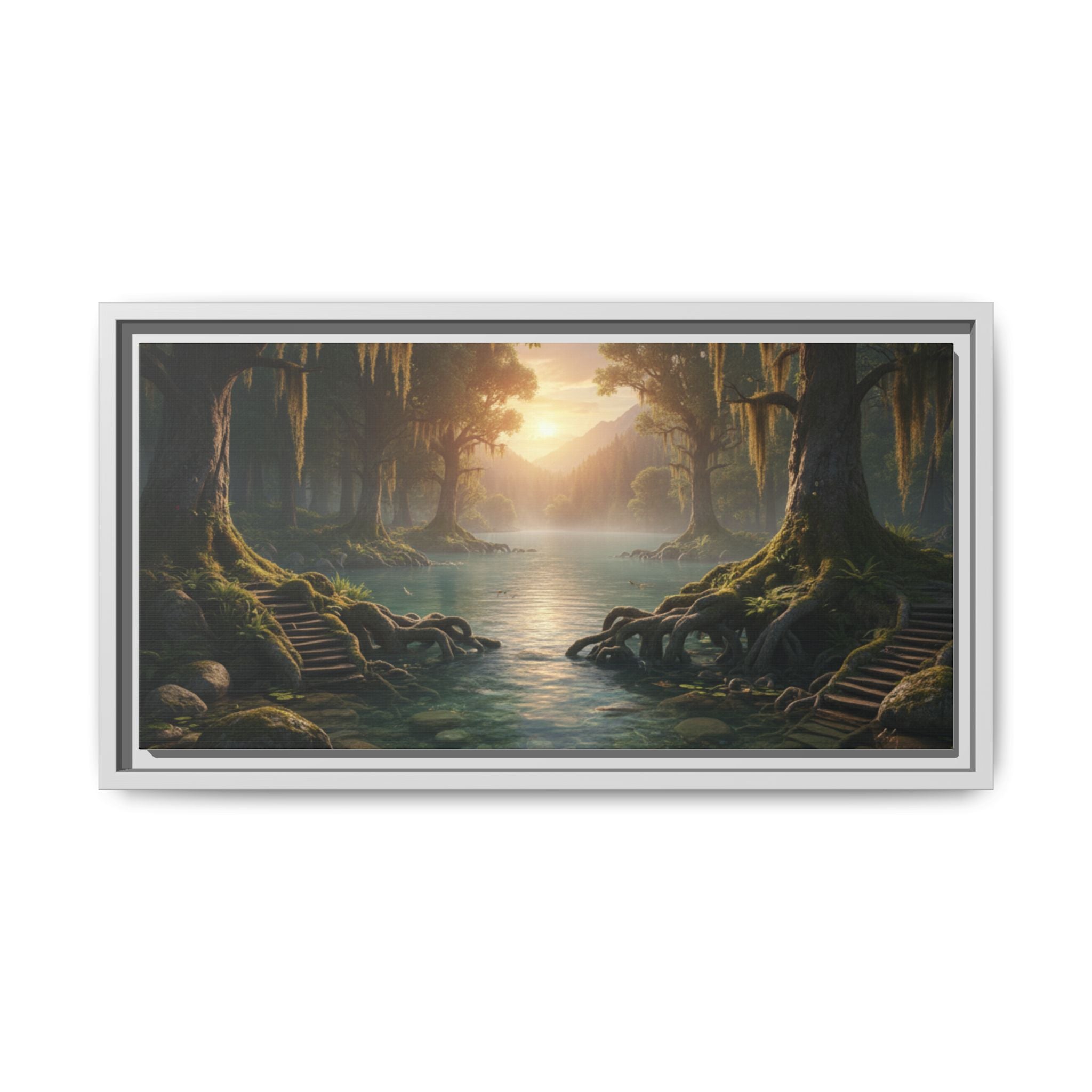 Framed Matte Canvas Art - Step In To The Water