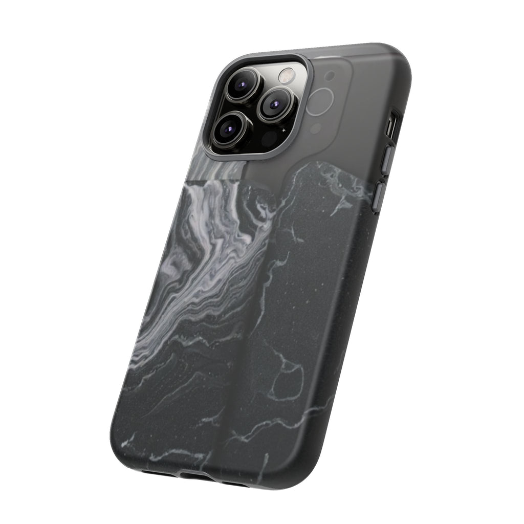 Black Marble Tough Phone Case — Protective iPhone Cover with Marble Texture