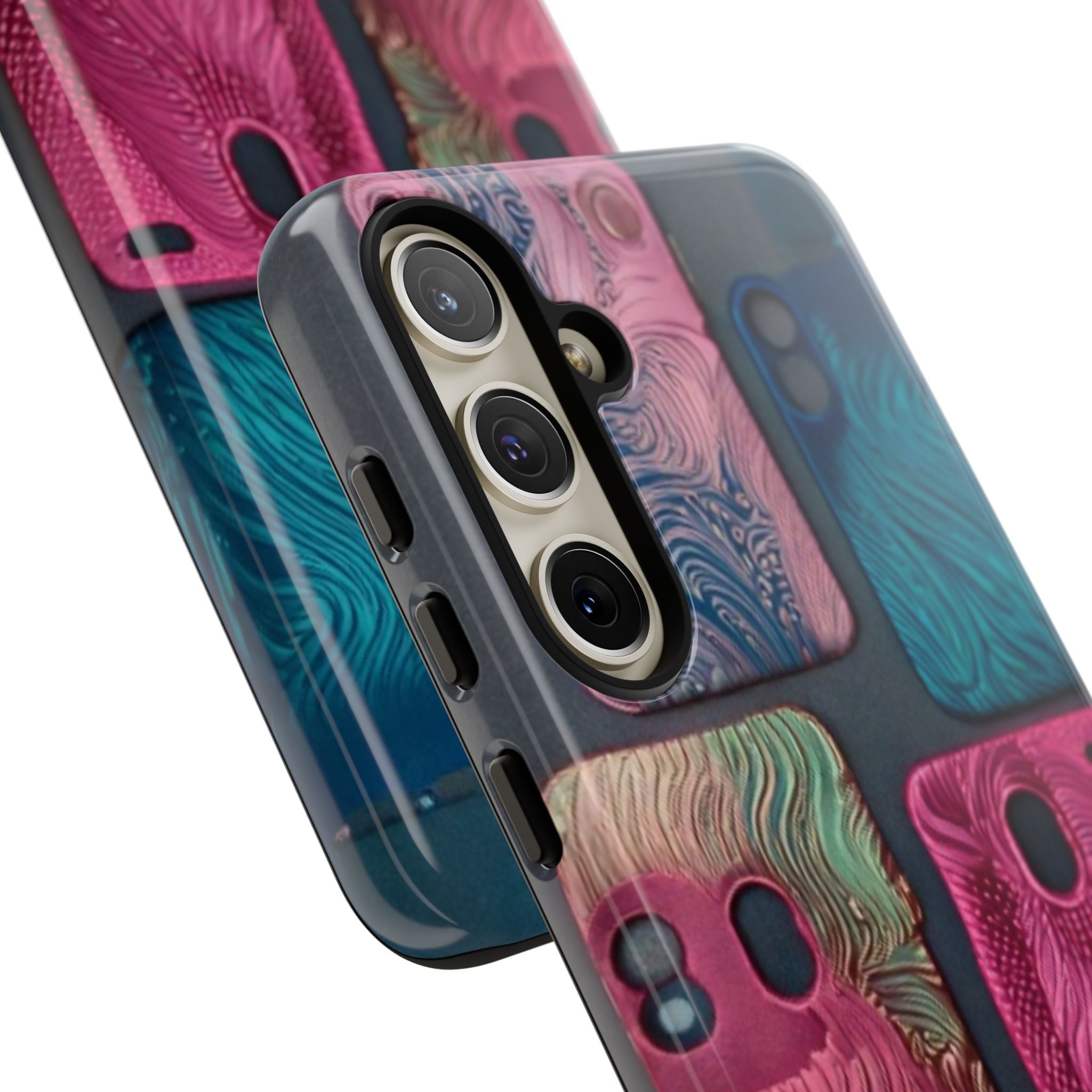 Tough Case - Colorful Textured Phone Case (Protective, Artistic Swirl Design)