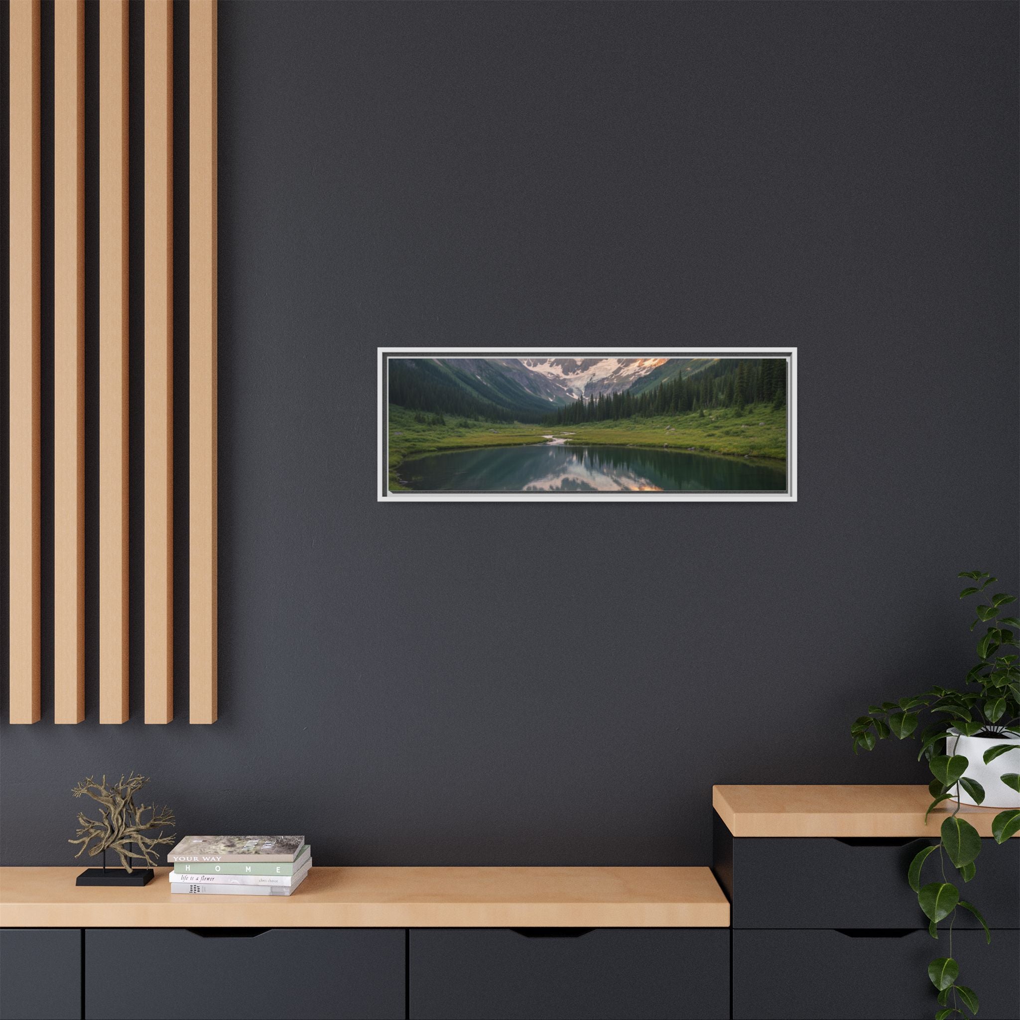 Matte Framed Canvas - Mountain Lake Landscape Wall Art