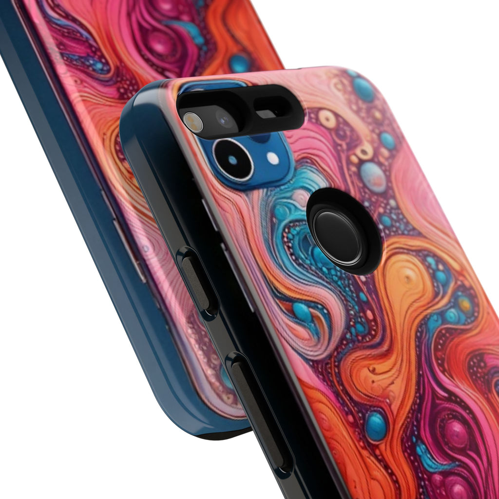 Abstract Swirl Tough Phone Case — Colorful Liquid Art Protective Cover