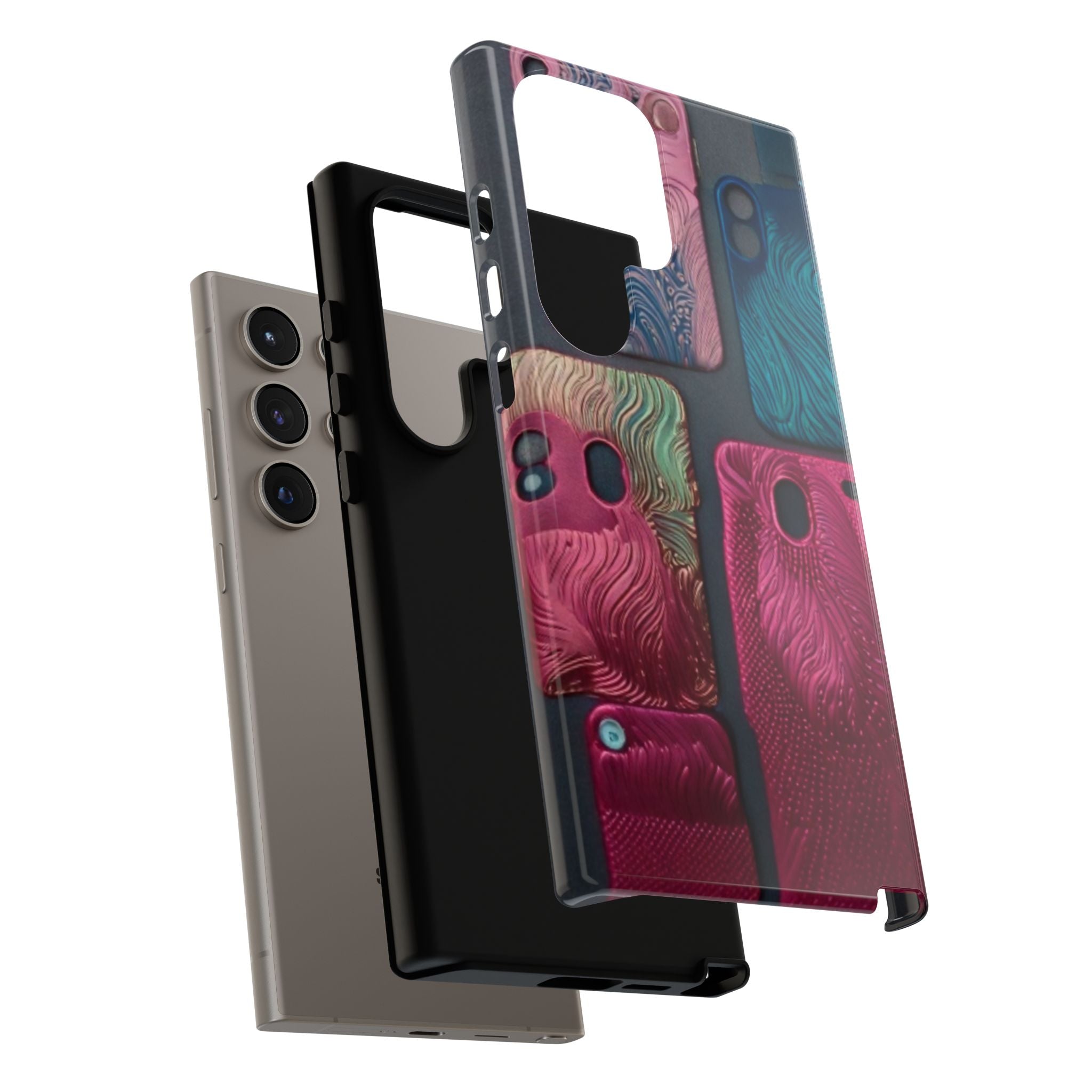 Tough Case - Colorful Textured Phone Case (Protective, Artistic Swirl Design)