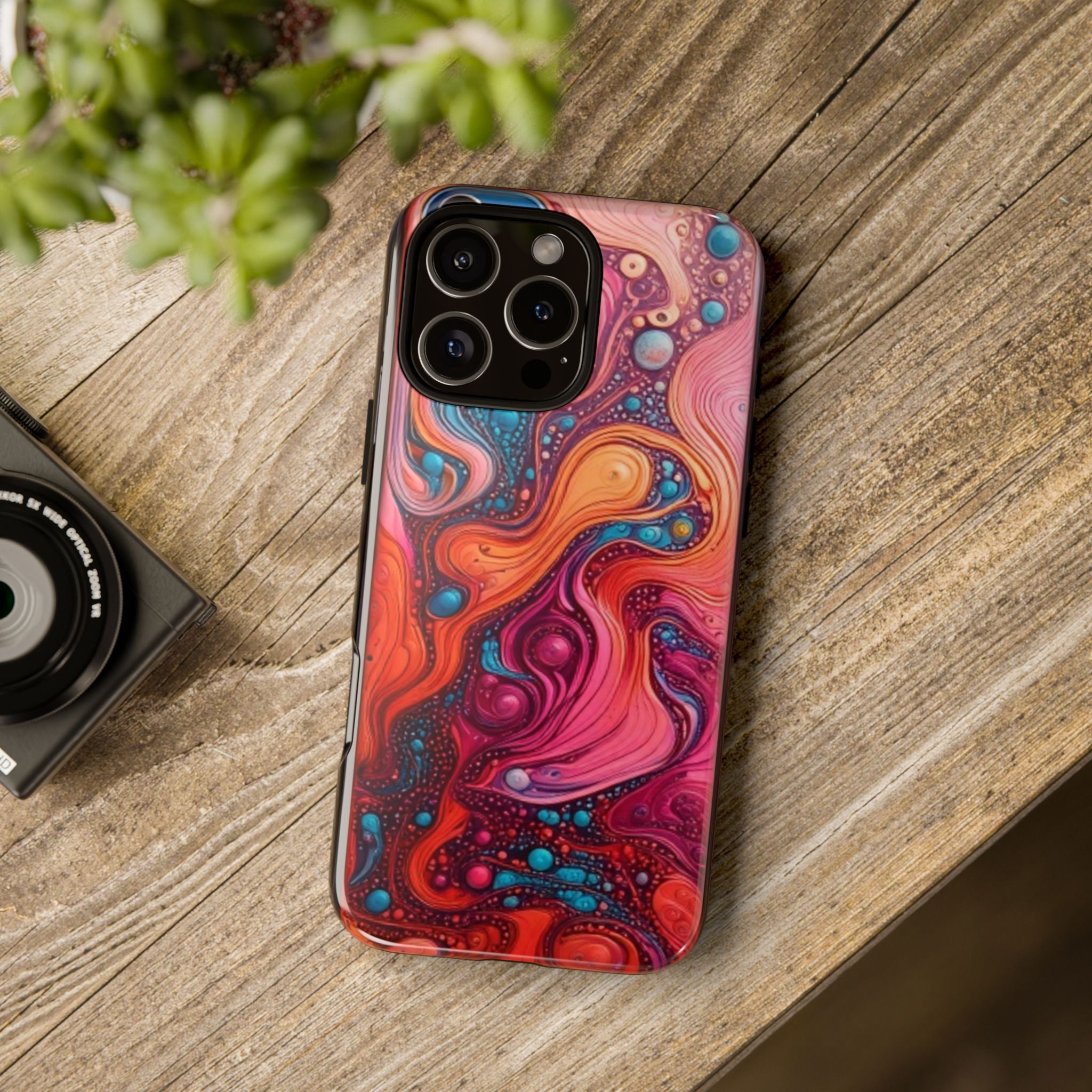 Abstract Swirl Tough Phone Case — Colorful Liquid Art Protective Cover