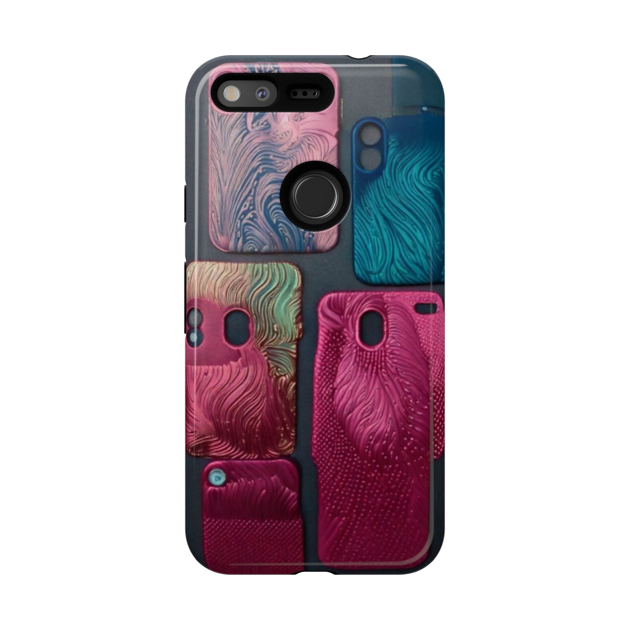 Tough Case - Colorful Textured Phone Case (Protective, Artistic Swirl Design)