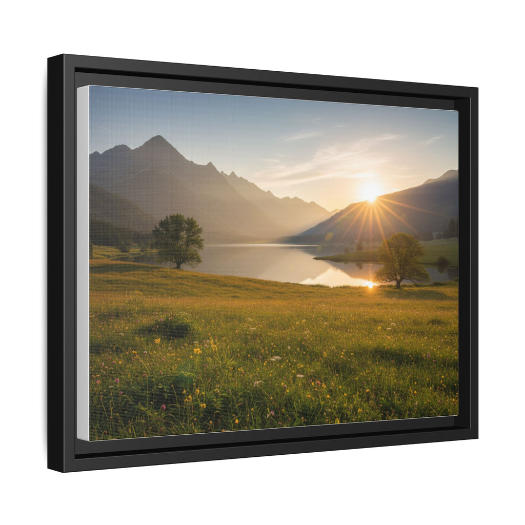 Sunrise Mountain Lake Matte Canvas — Framed Landscape Wall Art