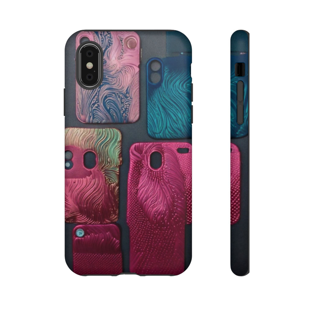 Tough Case - Colorful Textured Phone Case (Protective, Artistic Swirl Design)