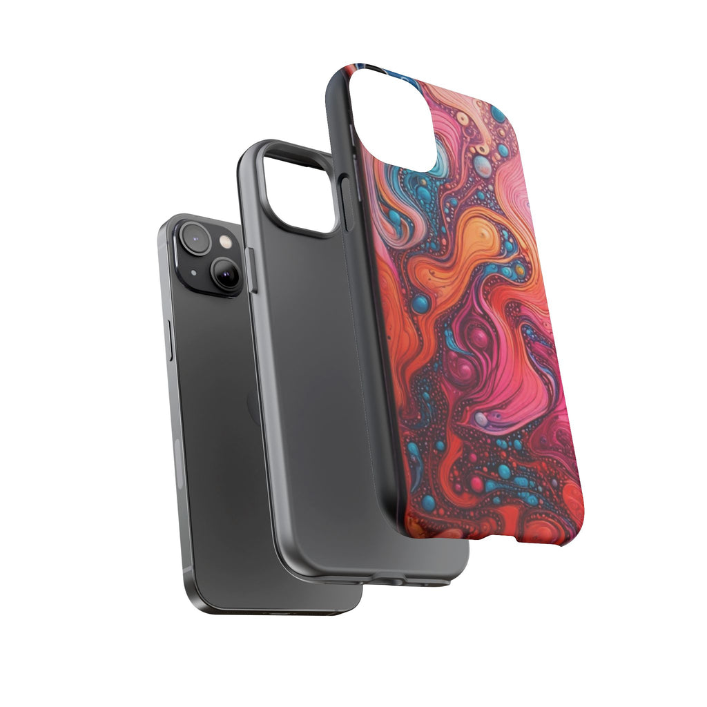 Abstract Swirl Tough Phone Case — Colorful Liquid Art Protective Cover