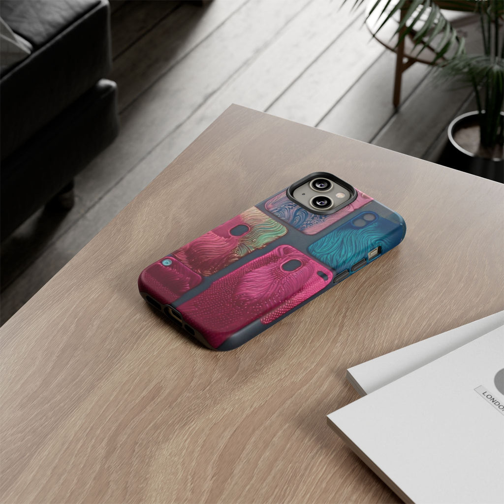 Tough Case - Colorful Textured Phone Case (Protective, Artistic Swirl Design)