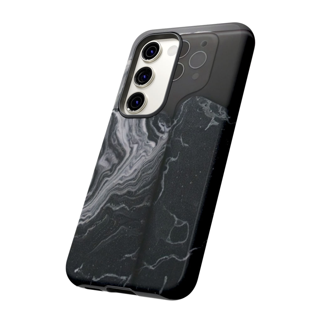 Black Marble Tough Phone Case — Protective iPhone Cover with Marble Texture