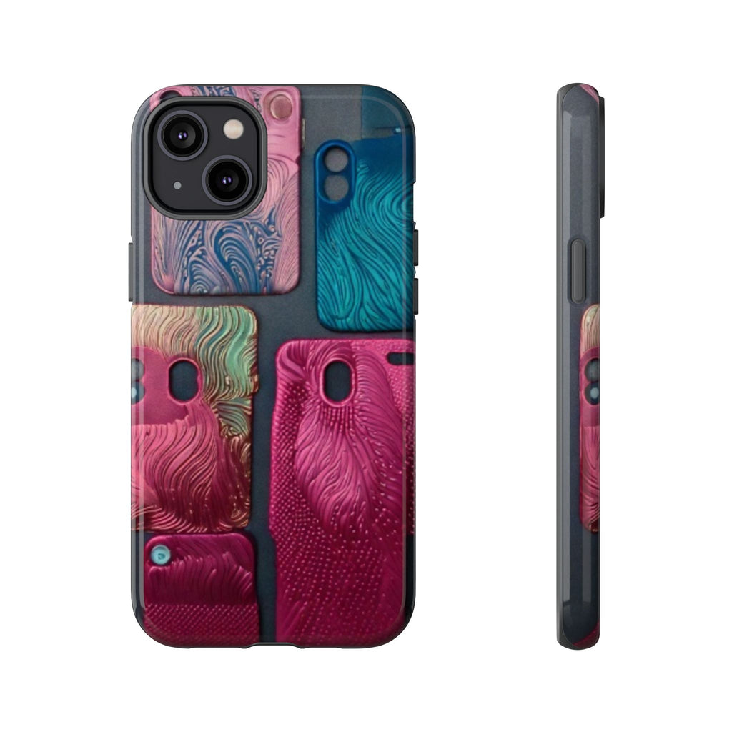 Tough Case - Colorful Textured Phone Case (Protective, Artistic Swirl Design)