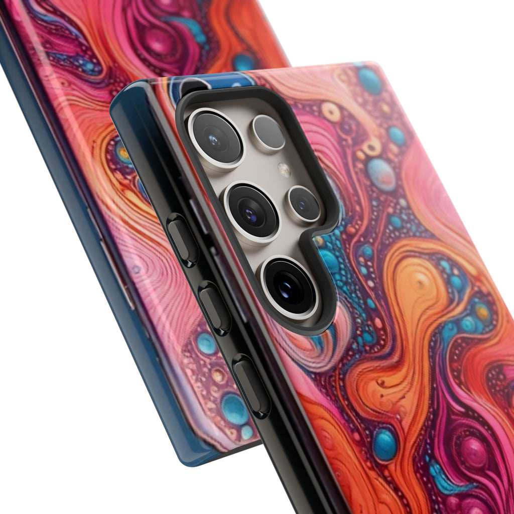 Abstract Swirl Tough Phone Case — Colorful Liquid Art Protective Cover