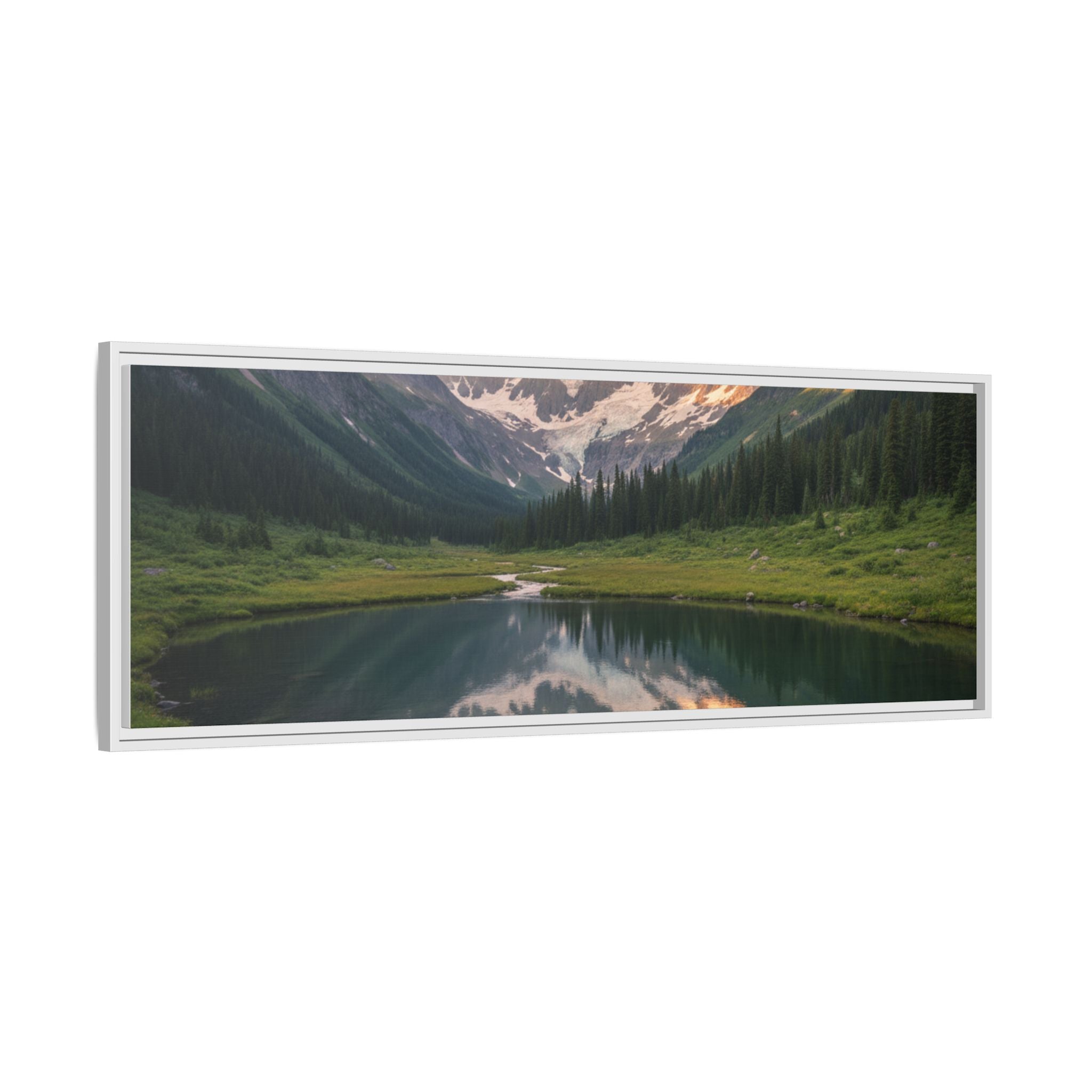 Matte Framed Canvas - Mountain Lake Landscape Wall Art