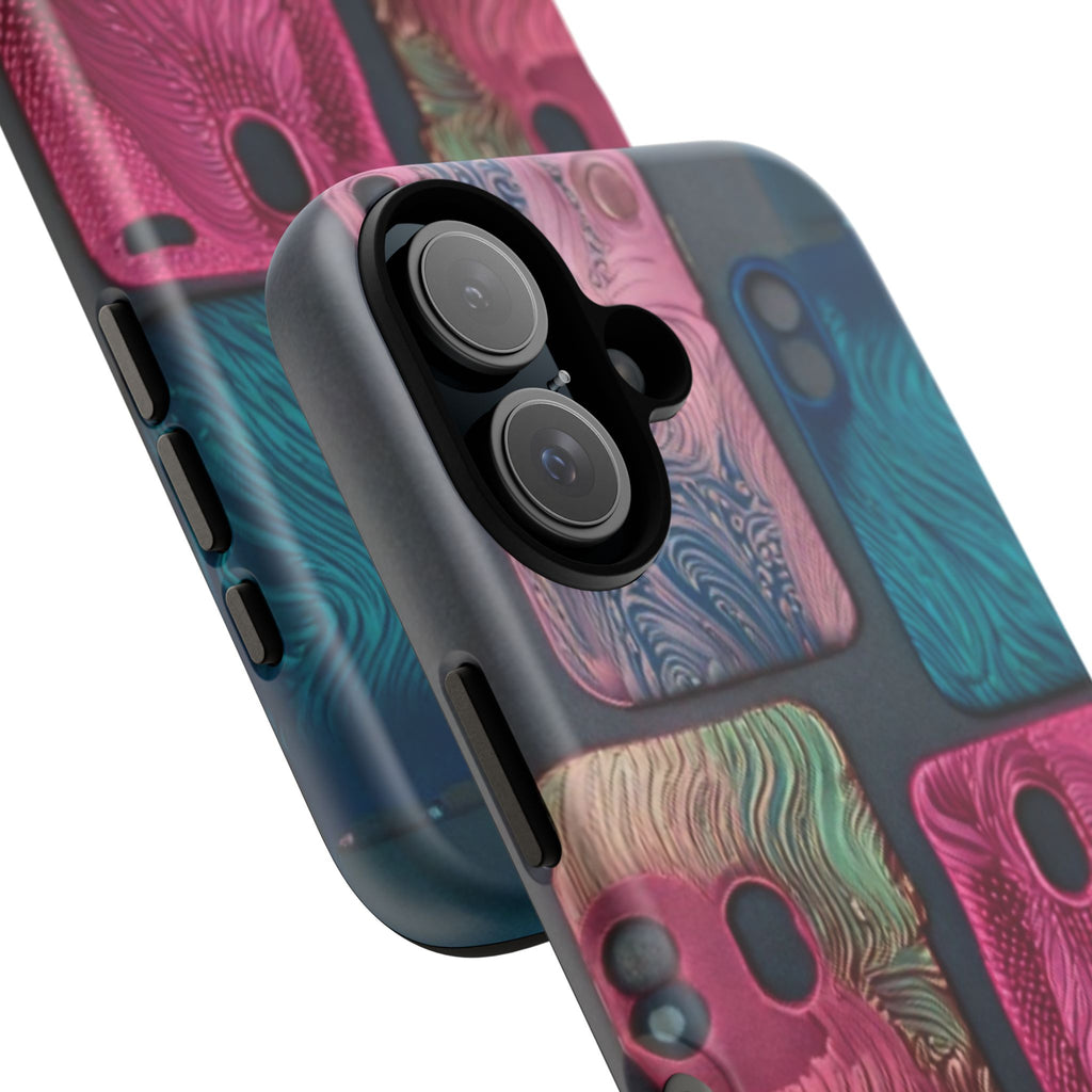Tough Case - Colorful Textured Phone Case (Protective, Artistic Swirl Design)