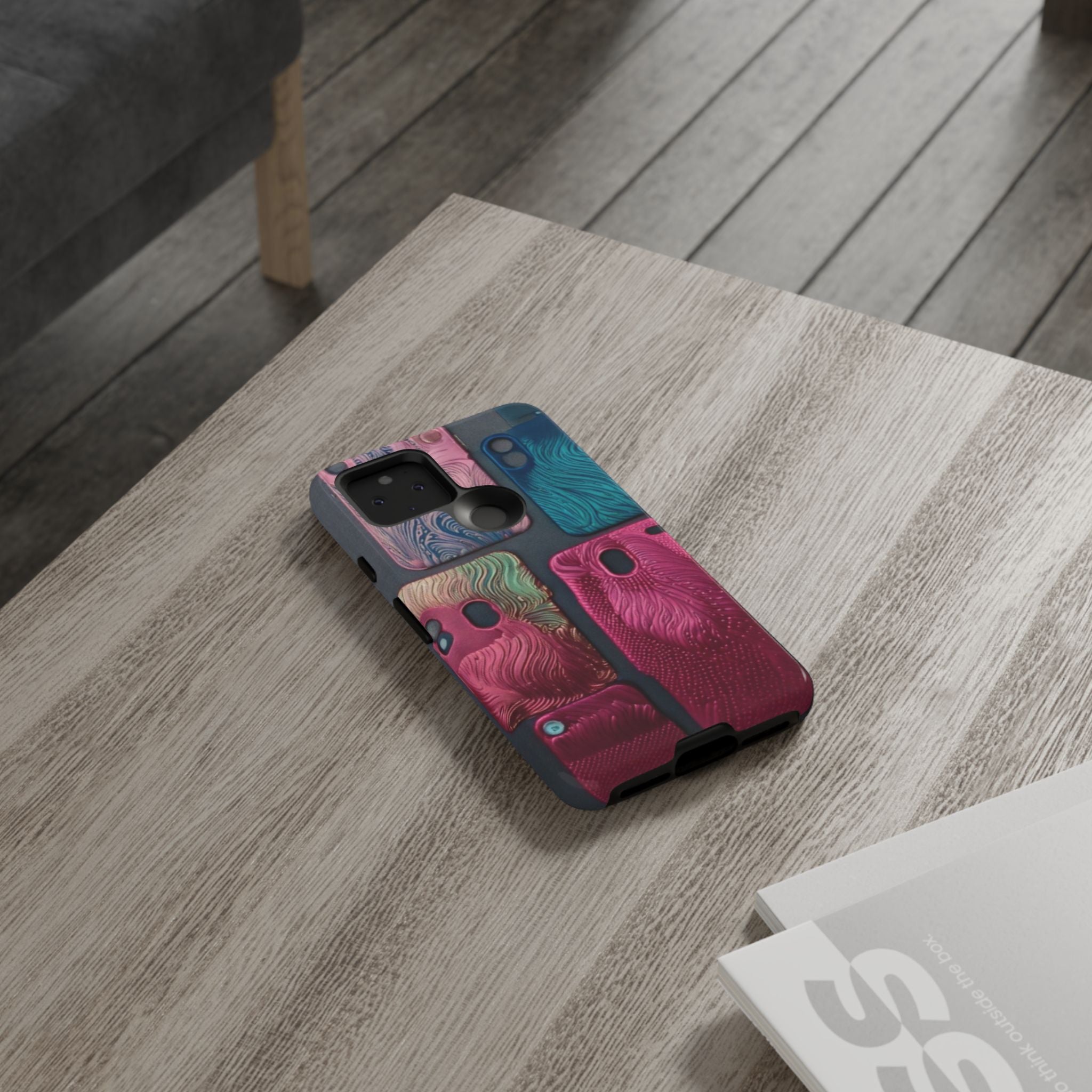 Tough Case - Colorful Textured Phone Case (Protective, Artistic Swirl Design)