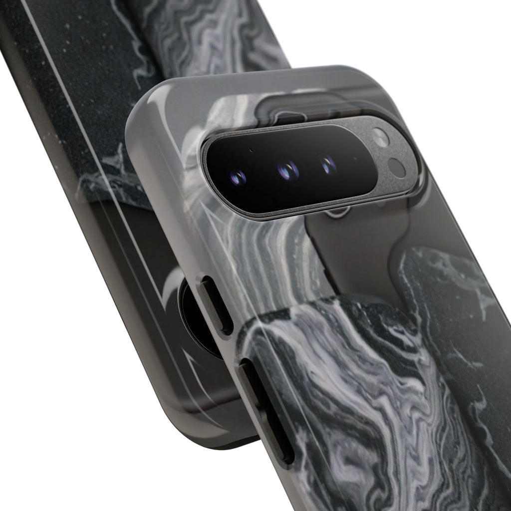 Black Marble Tough Phone Case — Protective iPhone Cover with Marble Texture