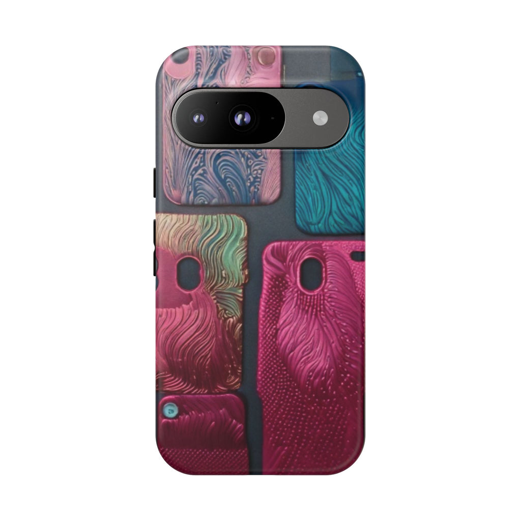 Tough Case - Colorful Textured Phone Case (Protective, Artistic Swirl Design)