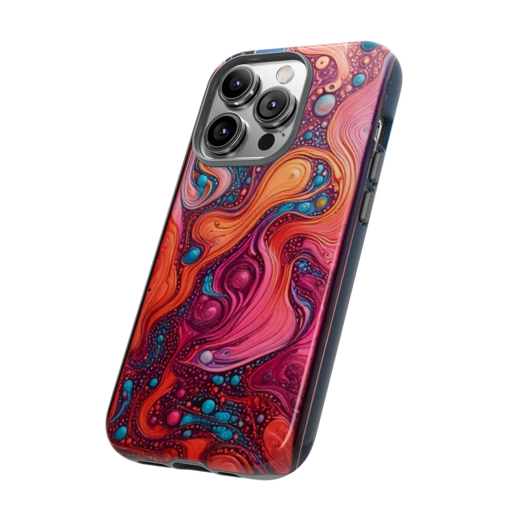 Abstract Swirl Tough Phone Case — Colorful Liquid Art Protective Cover