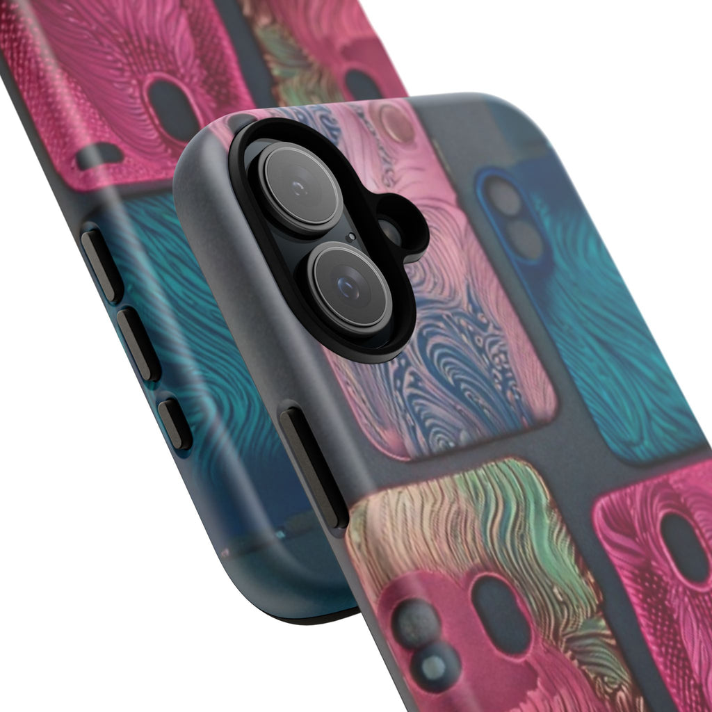 Tough Case - Colorful Textured Phone Case (Protective, Artistic Swirl Design)