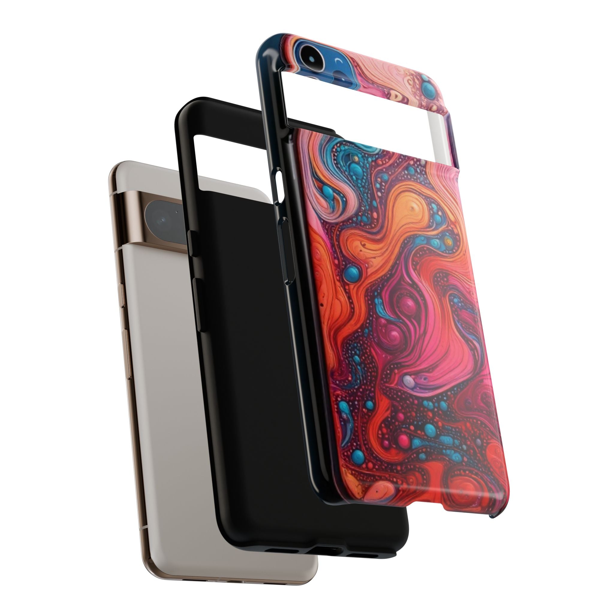 Abstract Swirl Tough Phone Case — Colorful Liquid Art Protective Cover