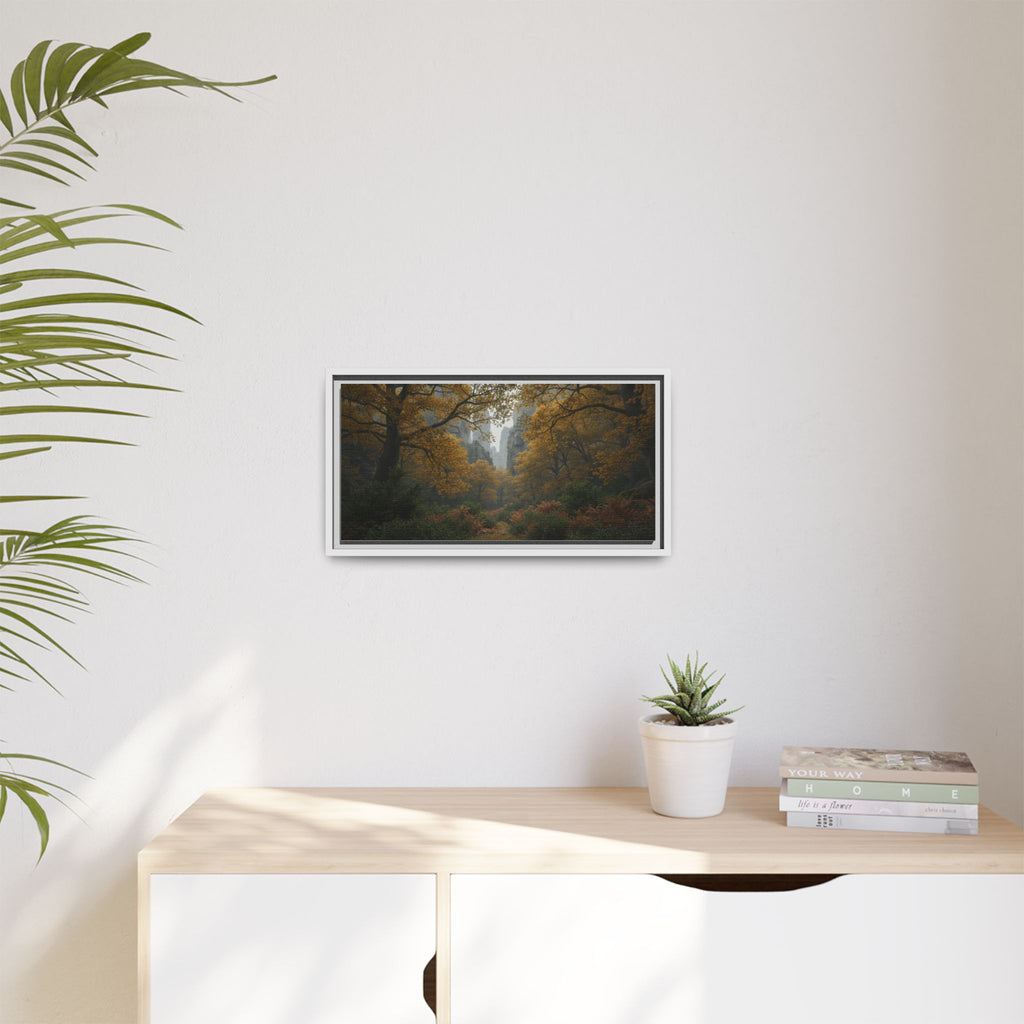 Autumn Forest Path Matte Canvas Print — Framed Wall Art