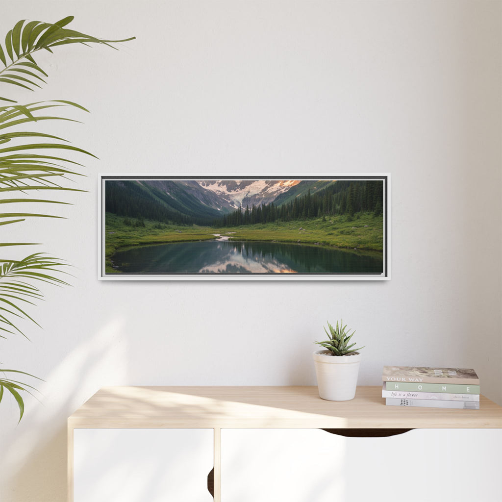 Matte Framed Canvas - Mountain Lake Landscape Wall Art