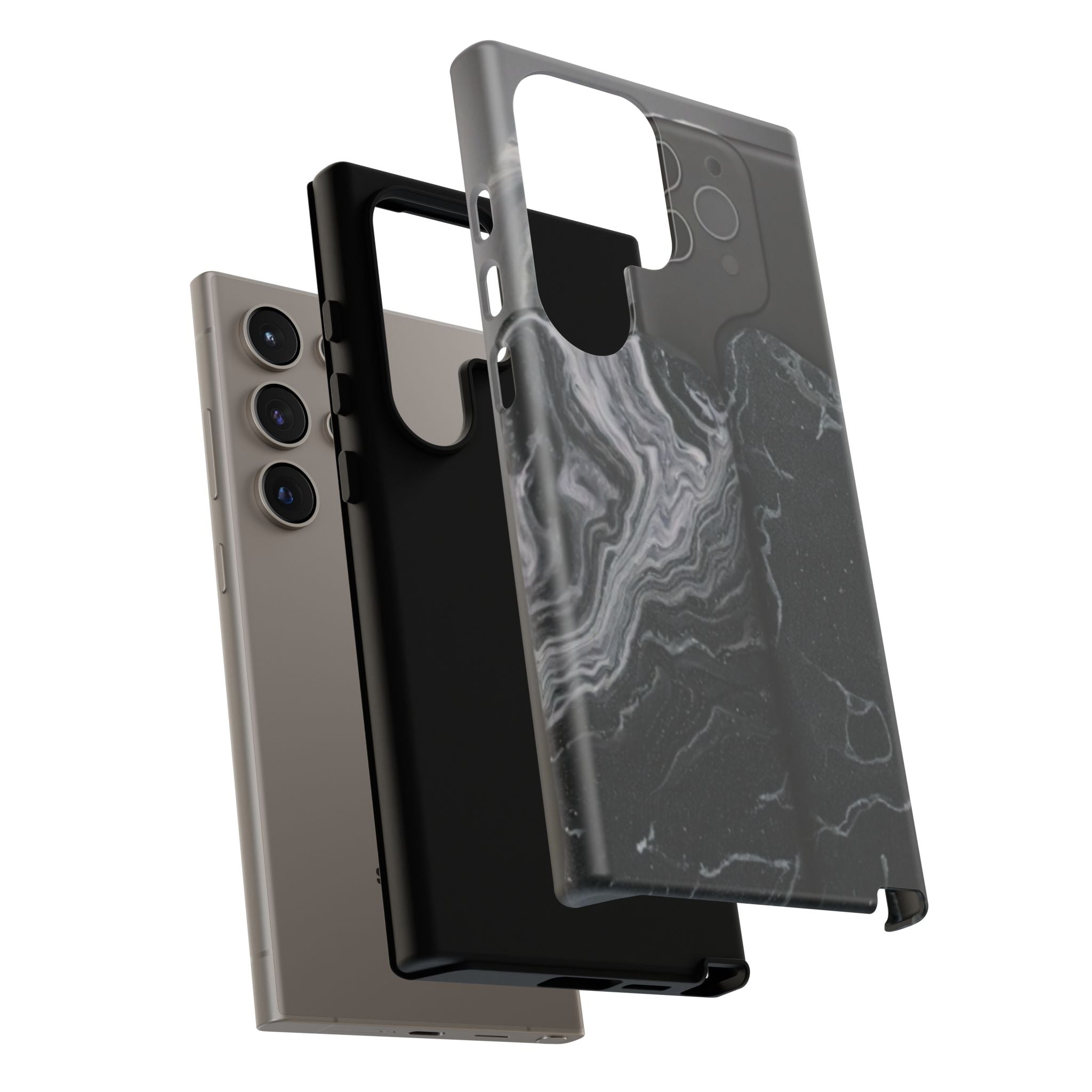 Black Marble Tough Phone Case — Protective iPhone Cover with Marble Texture