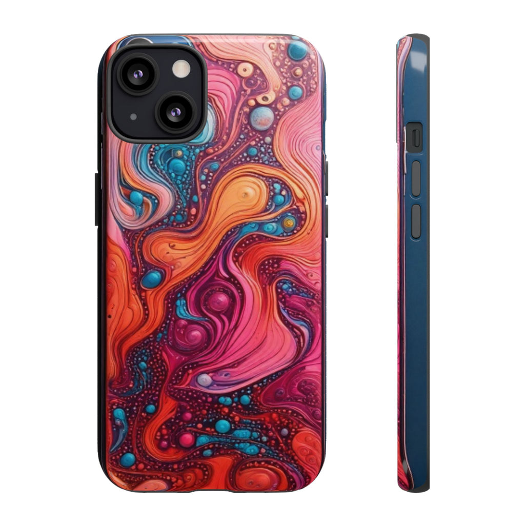 Abstract Swirl Tough Phone Case — Colorful Liquid Art Protective Cover