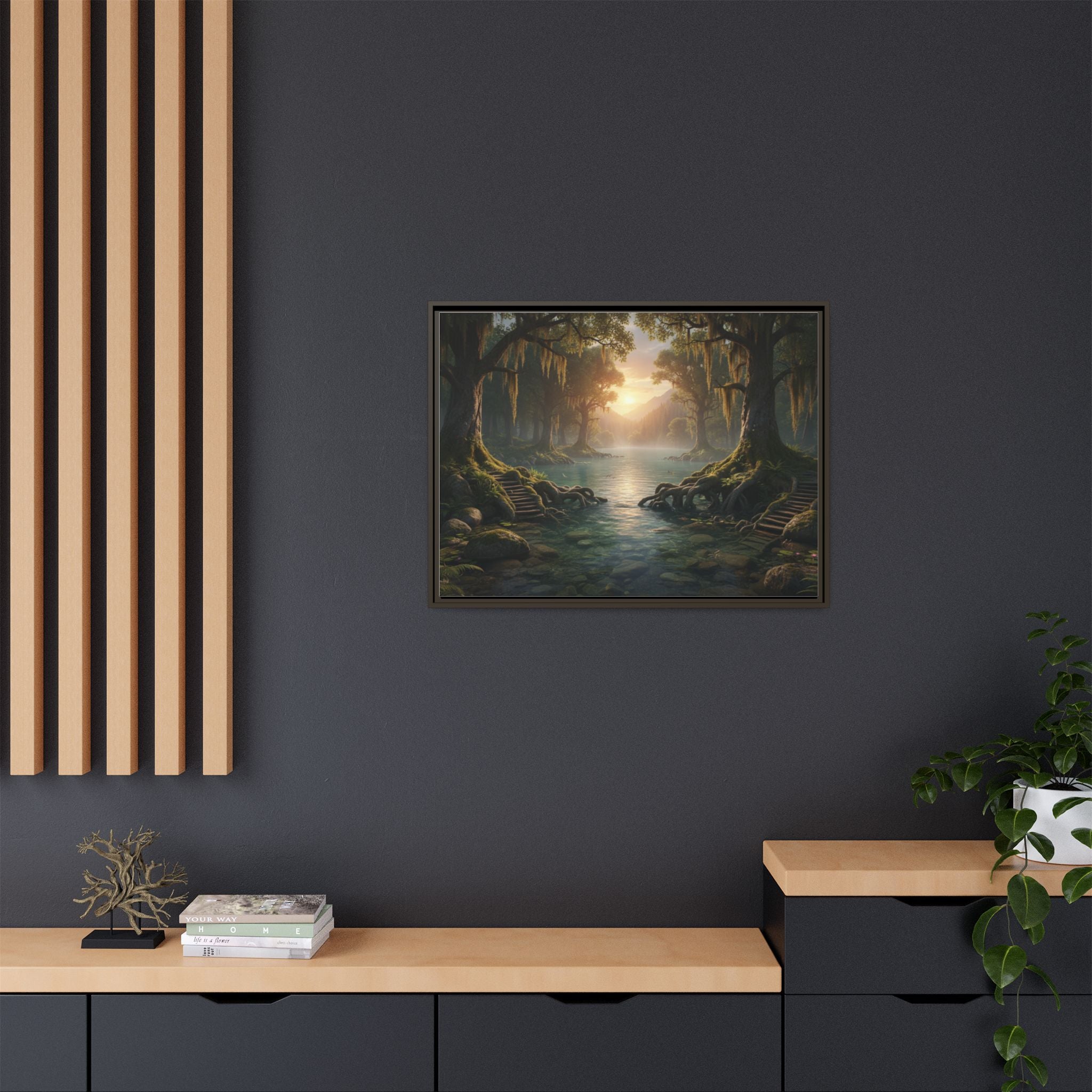 Framed Matte Canvas Art - Step In To The Water