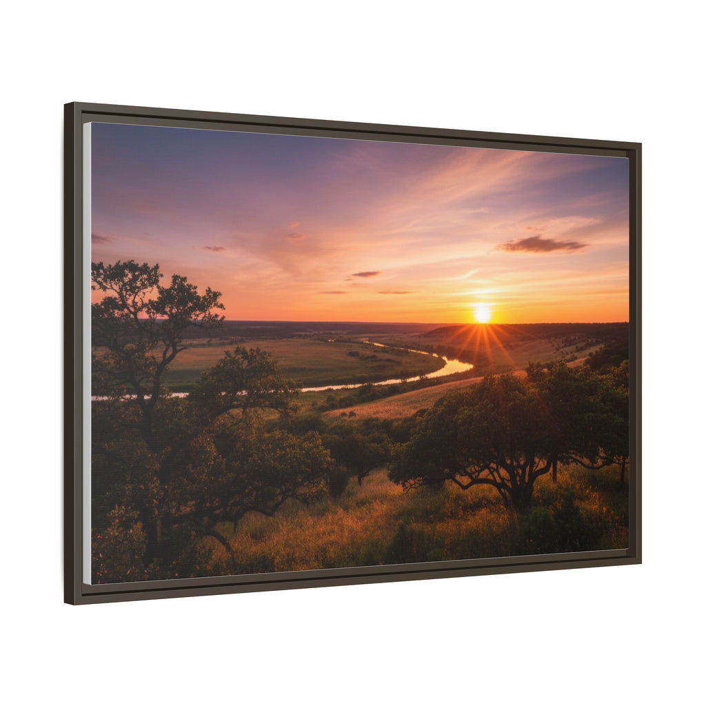 Sunset River Matte Canvas Framed Wall Art