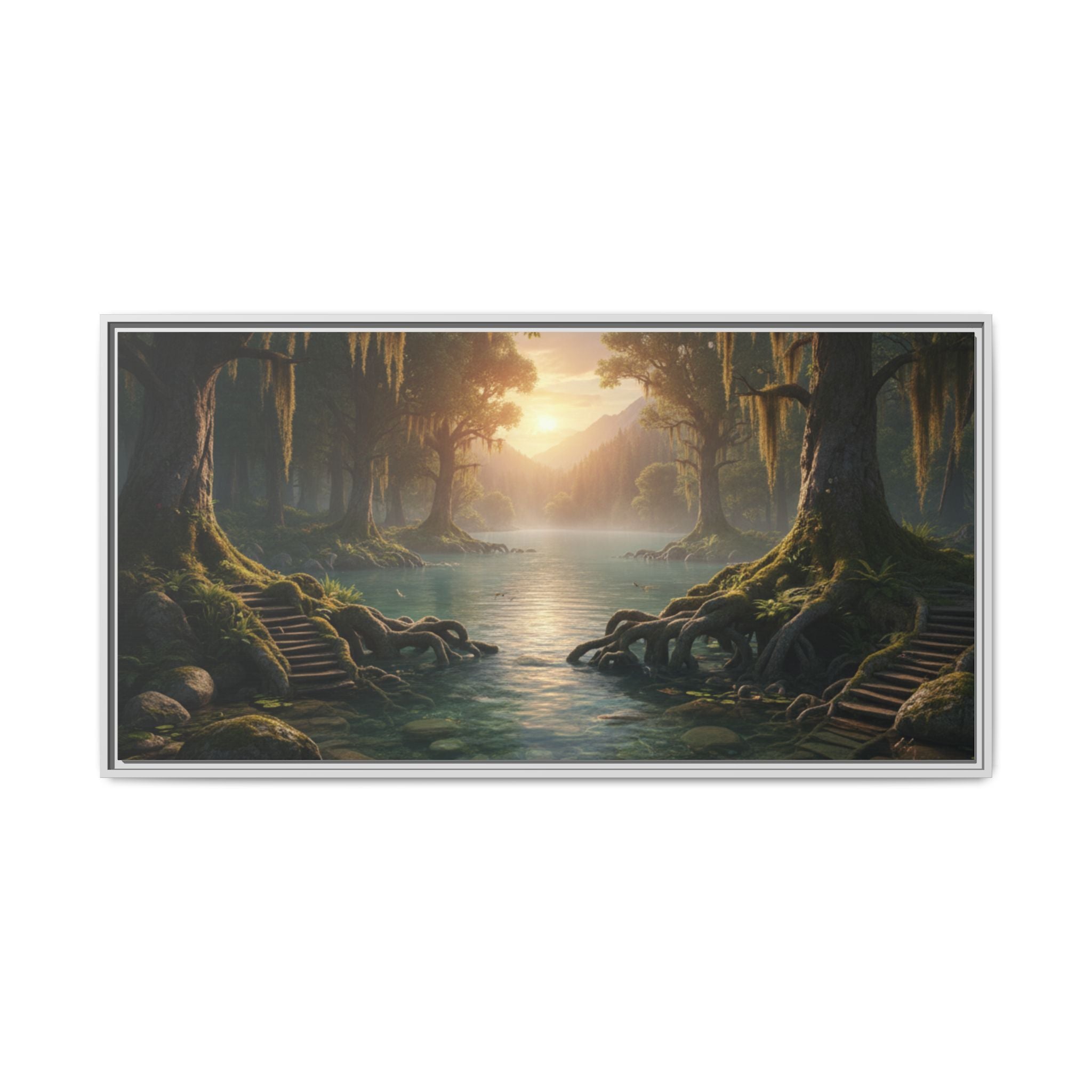 Framed Matte Canvas Art - Step In To The Water