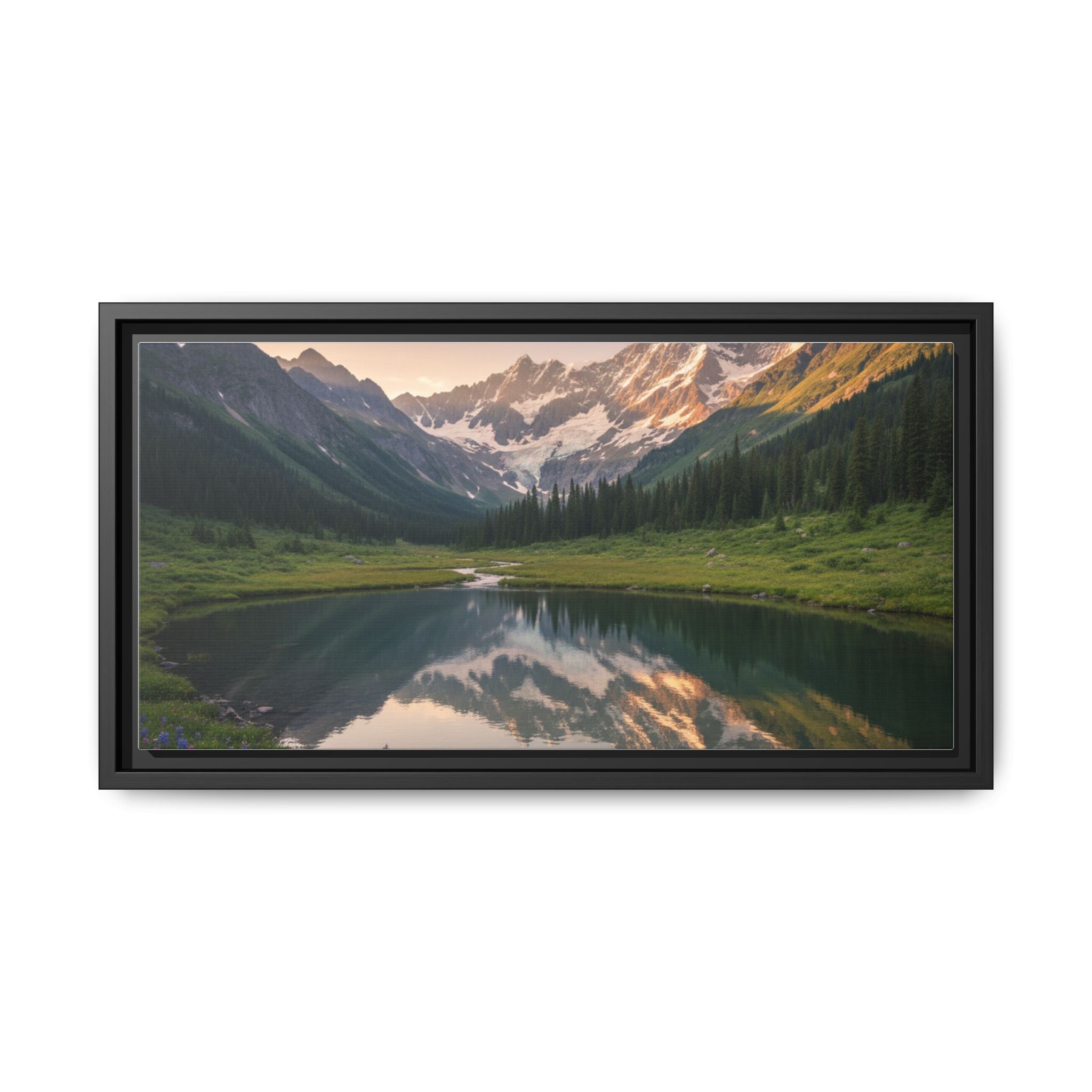 Matte Framed Canvas - Mountain Lake Landscape Wall Art