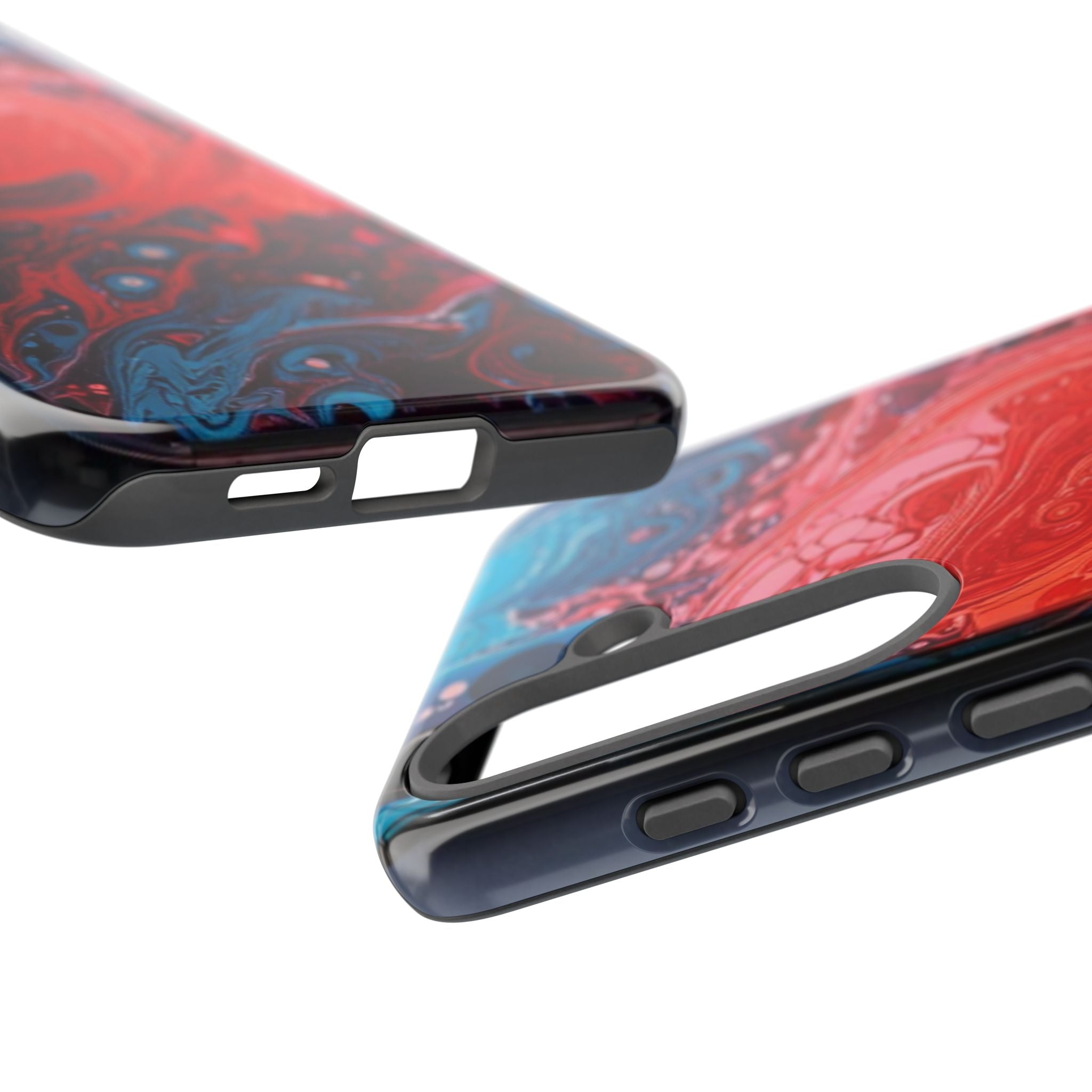 Abstract Red & Blue Swirl Tough Phone Case — Protective iPhone Cover with Fluid Art Design