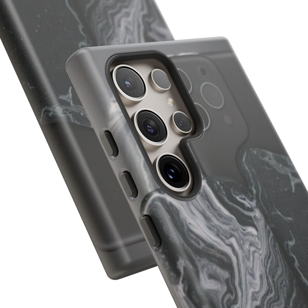 Black Marble Tough Phone Case — Protective iPhone Cover with Marble Texture
