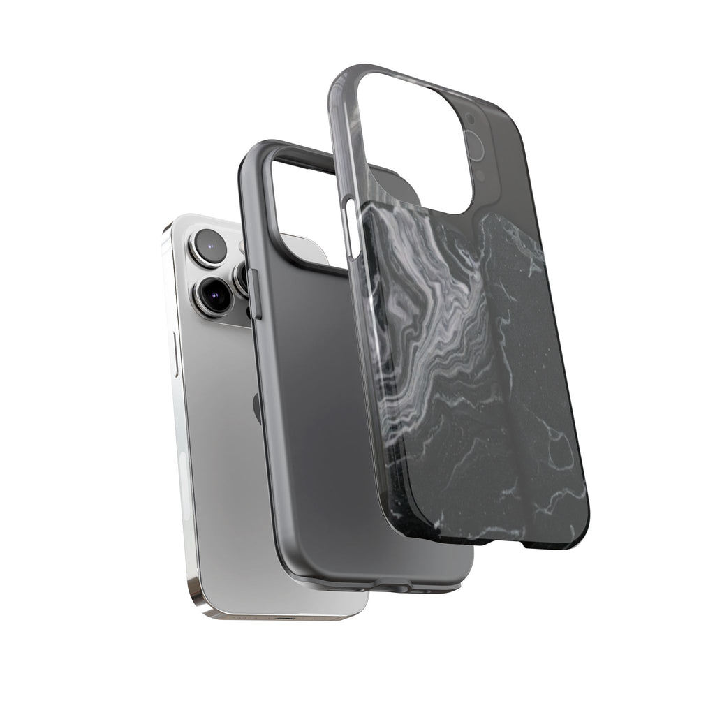 Black Marble Tough Phone Case — Protective iPhone Cover with Marble Texture