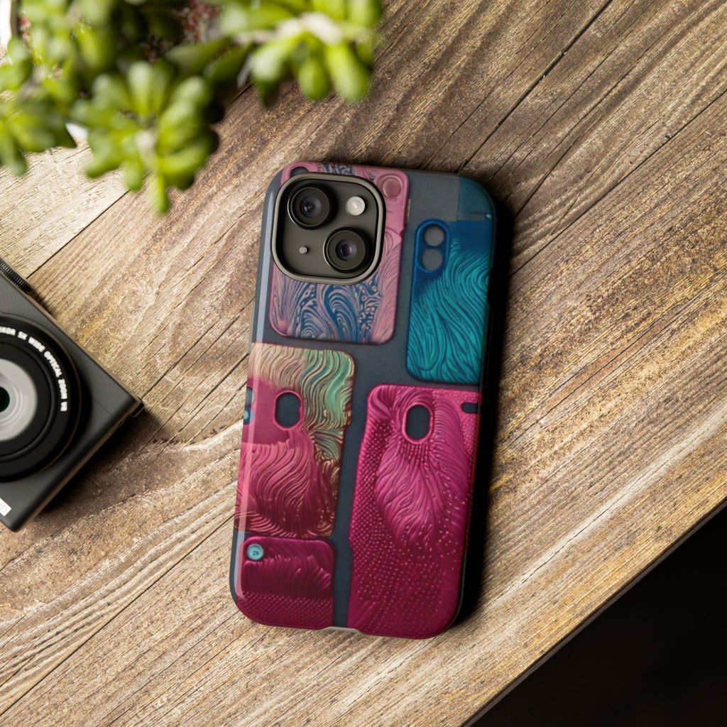 Tough Case - Colorful Textured Phone Case (Protective, Artistic Swirl Design)