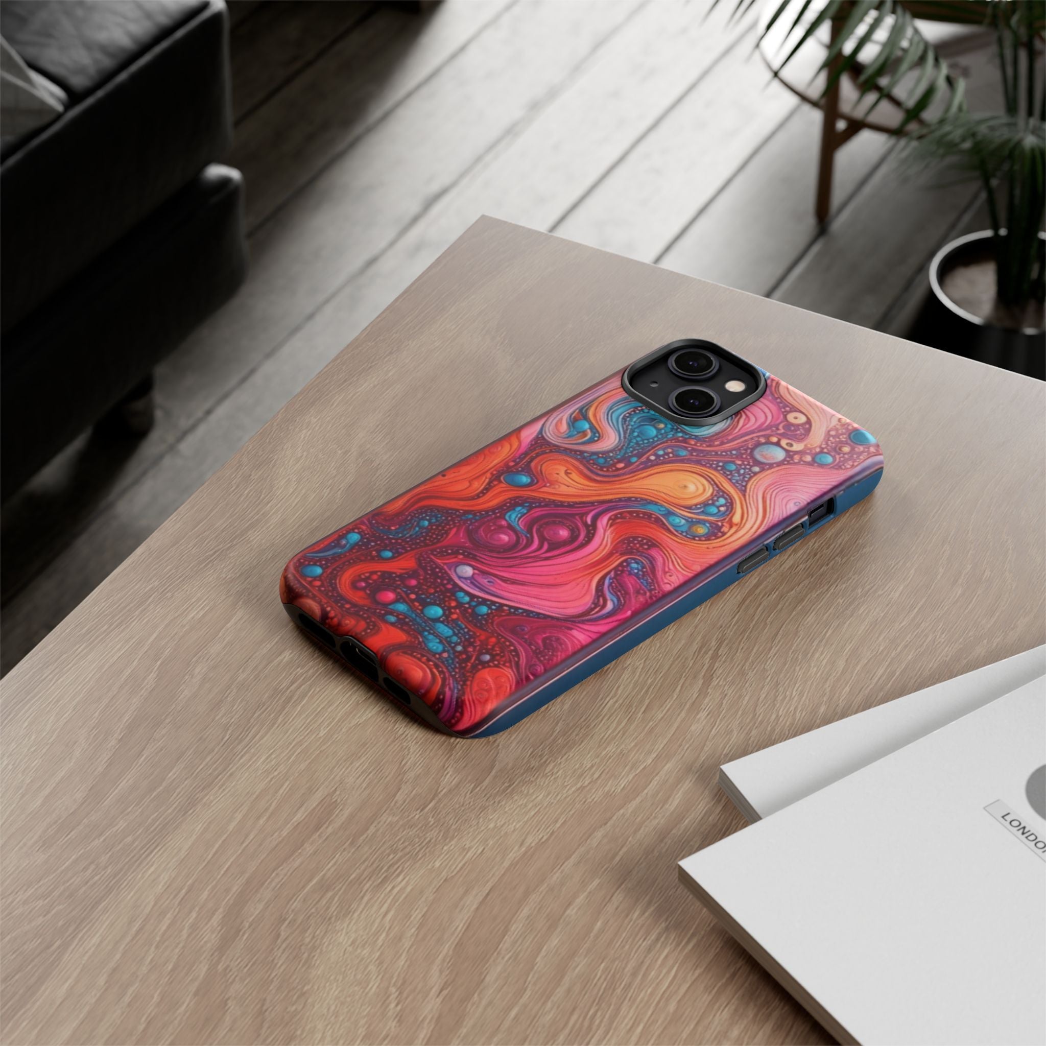 Abstract Swirl Tough Phone Case — Colorful Liquid Art Protective Cover